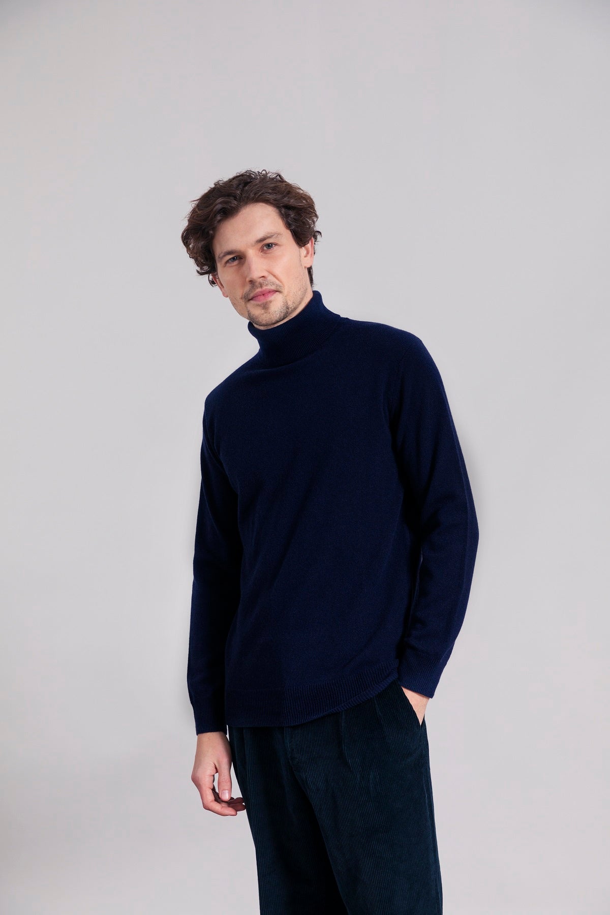 Pull Col roulé cachemire Alberto marine