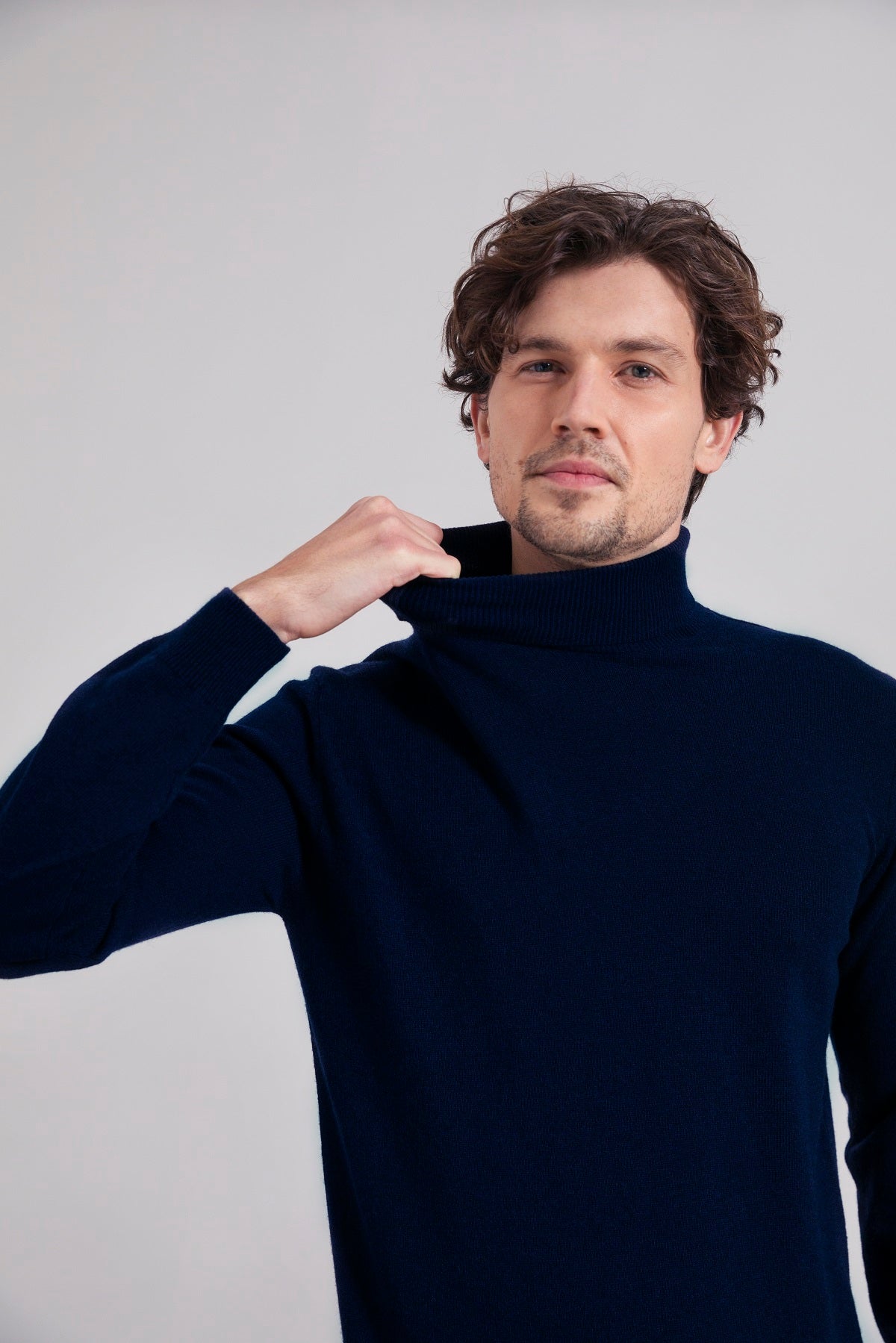 Pull Col roulé cachemire Alberto marine