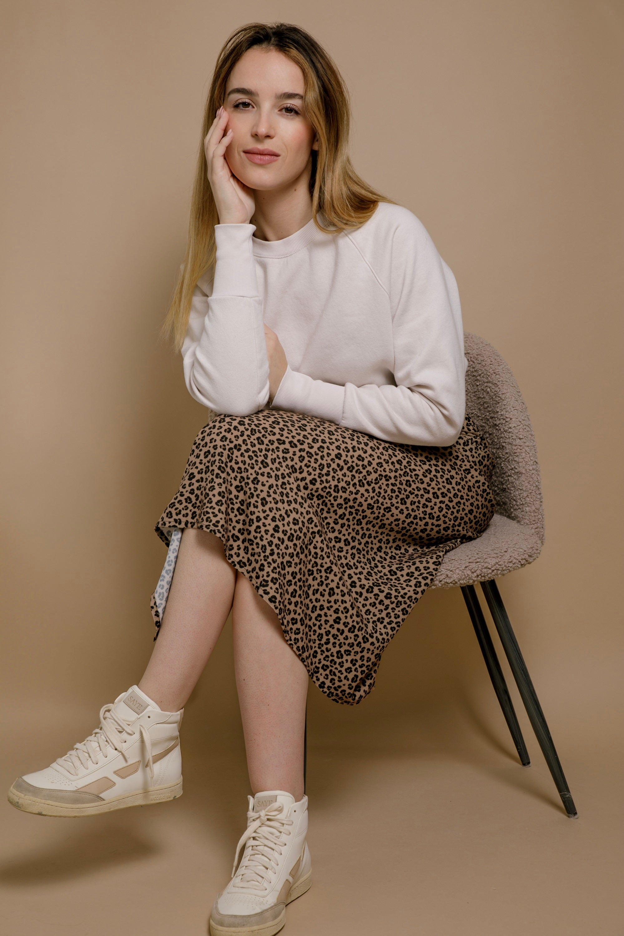 Jupe longue fendue leopard Mélanie