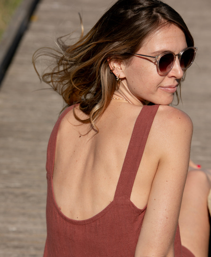 Combishort en lin Storm Sépia