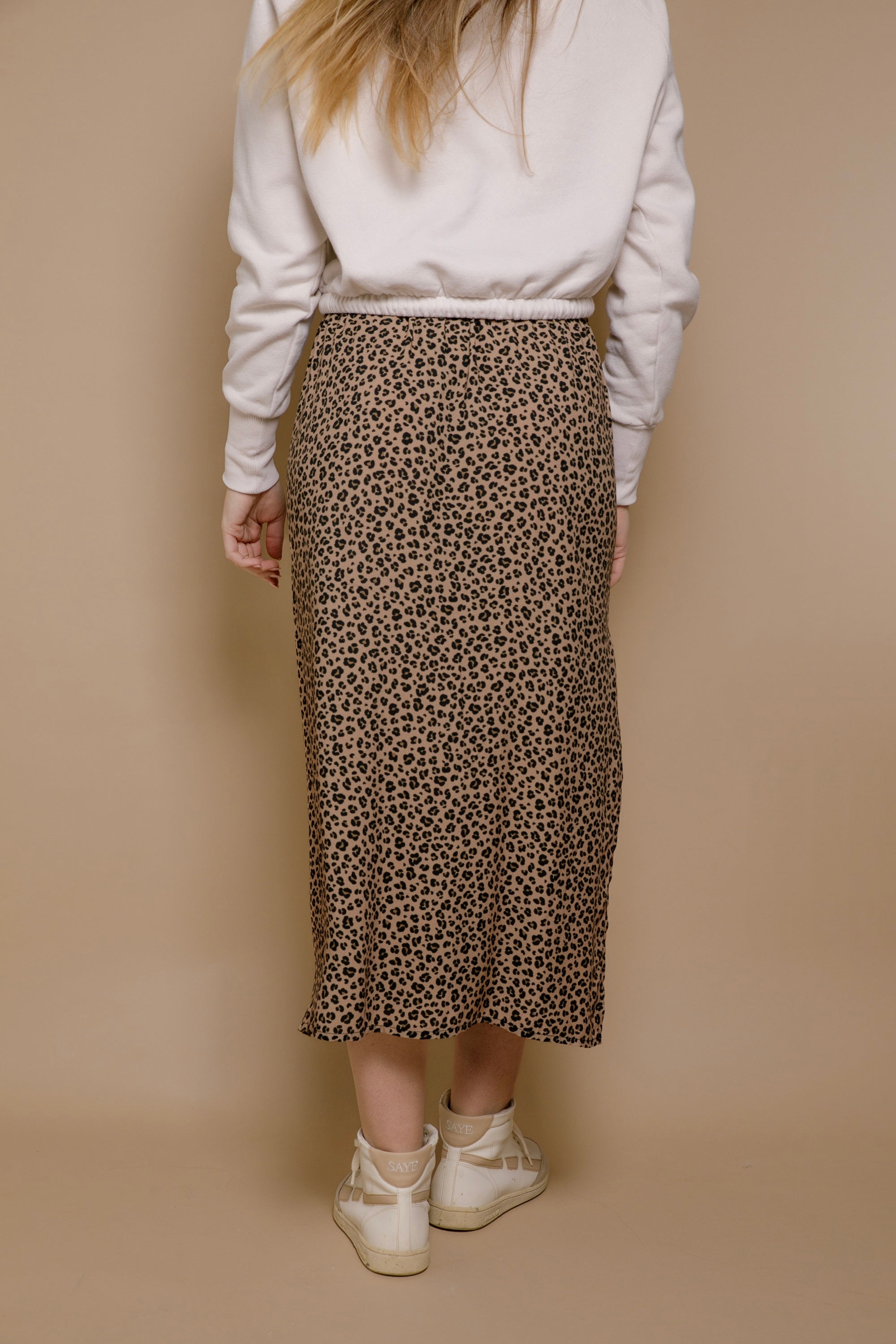 Jupe longue fendue leopard Mélanie