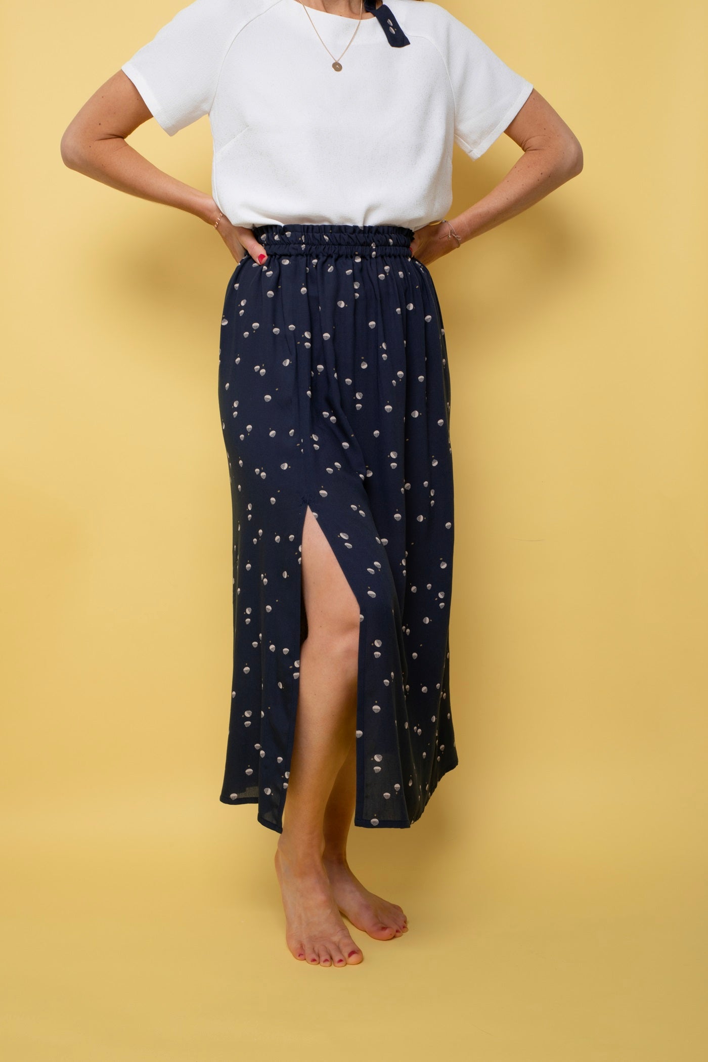 Long slit skirt Mélanie Night Blue