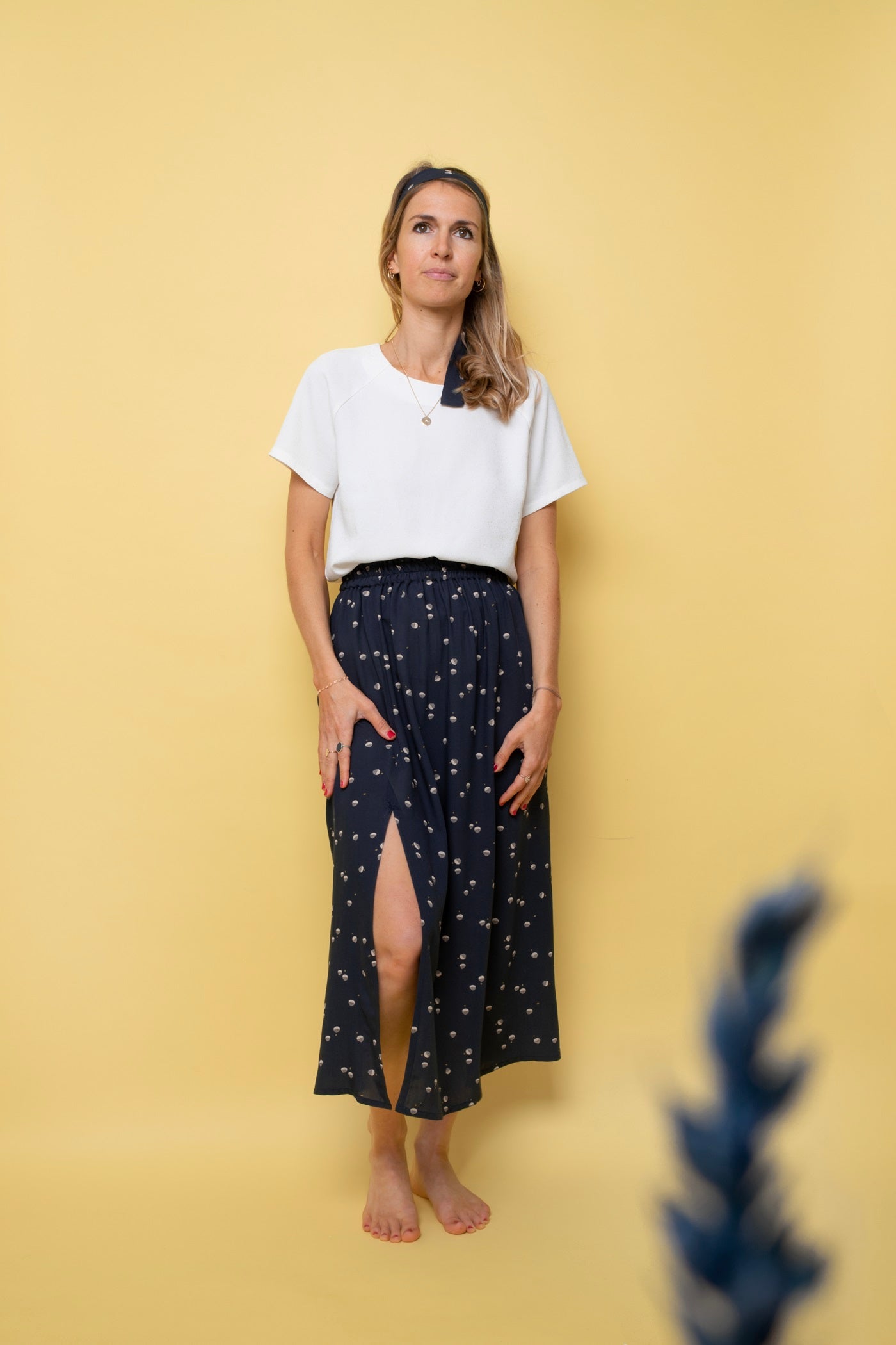 Long slit skirt Mélanie Night Blue