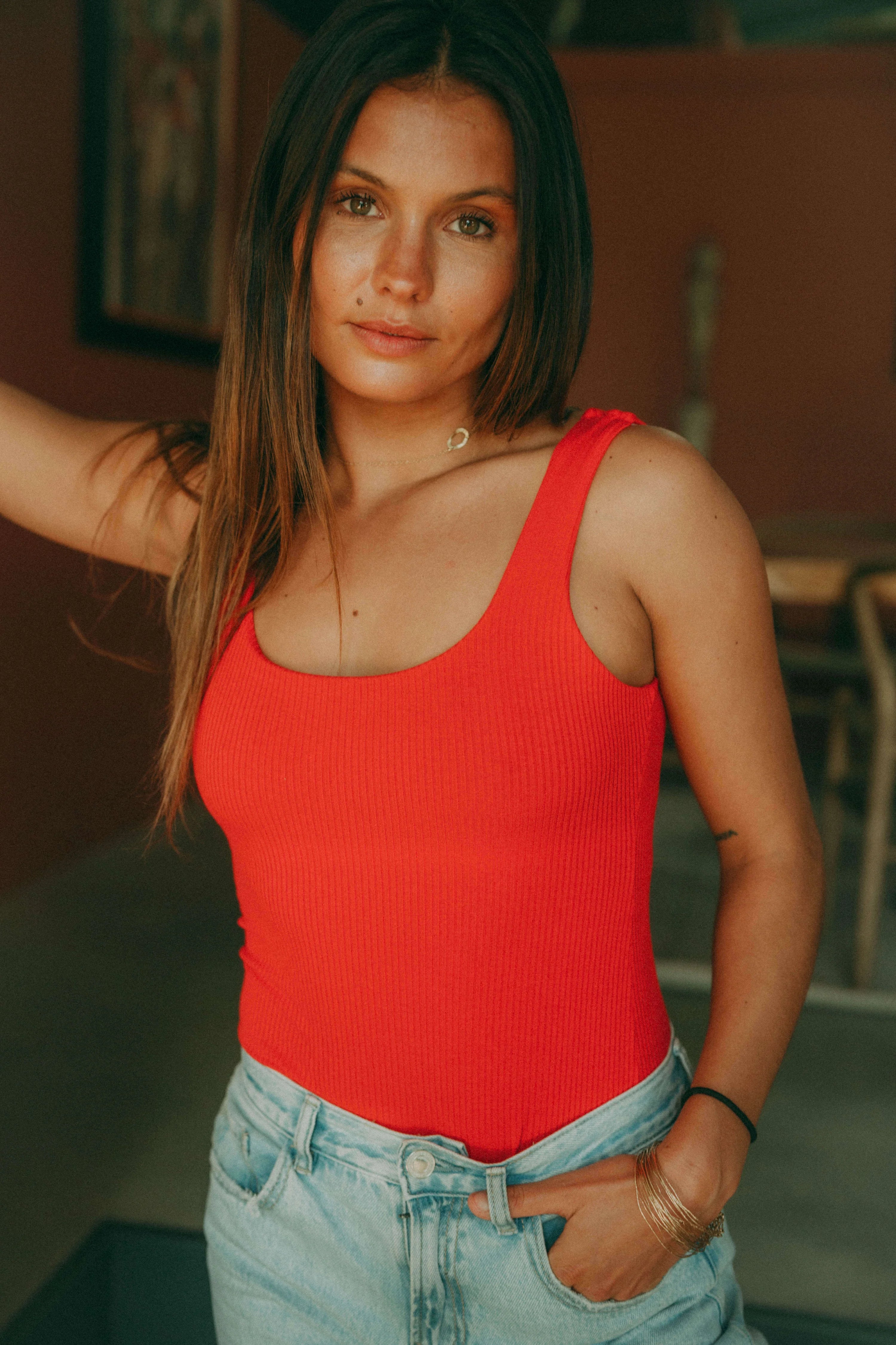 Top femme Rouge Aurea