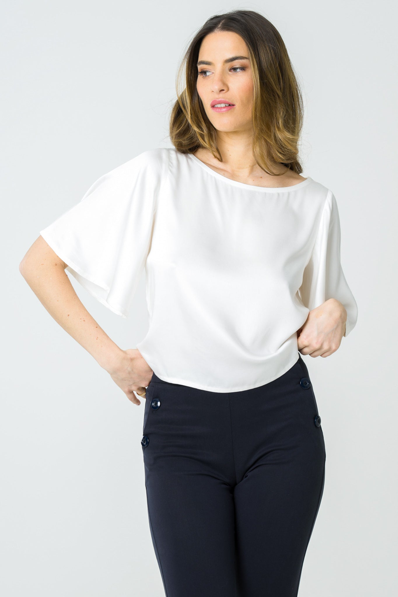 Top Violette White