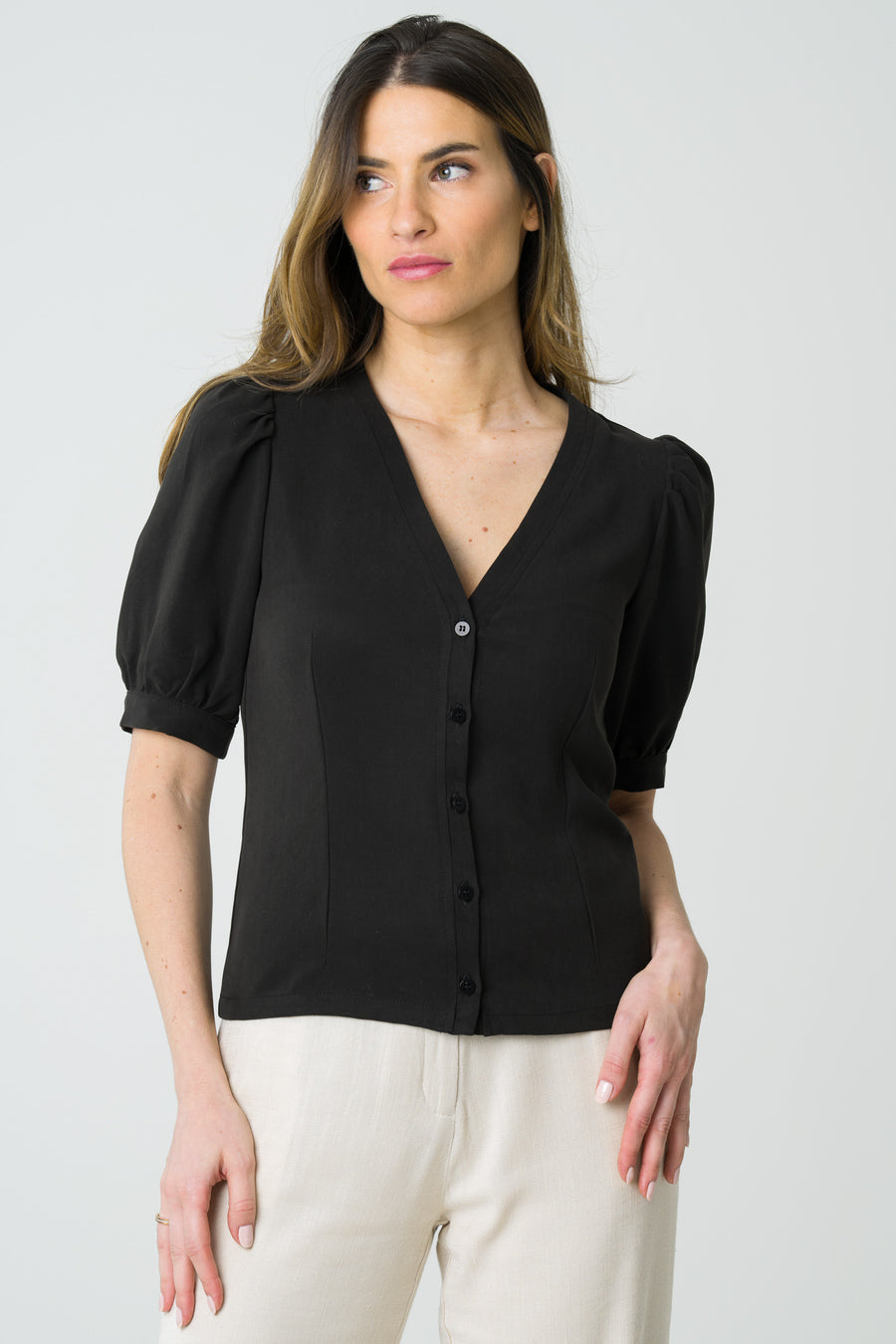 Tencel-Bluse Aster Schwarz