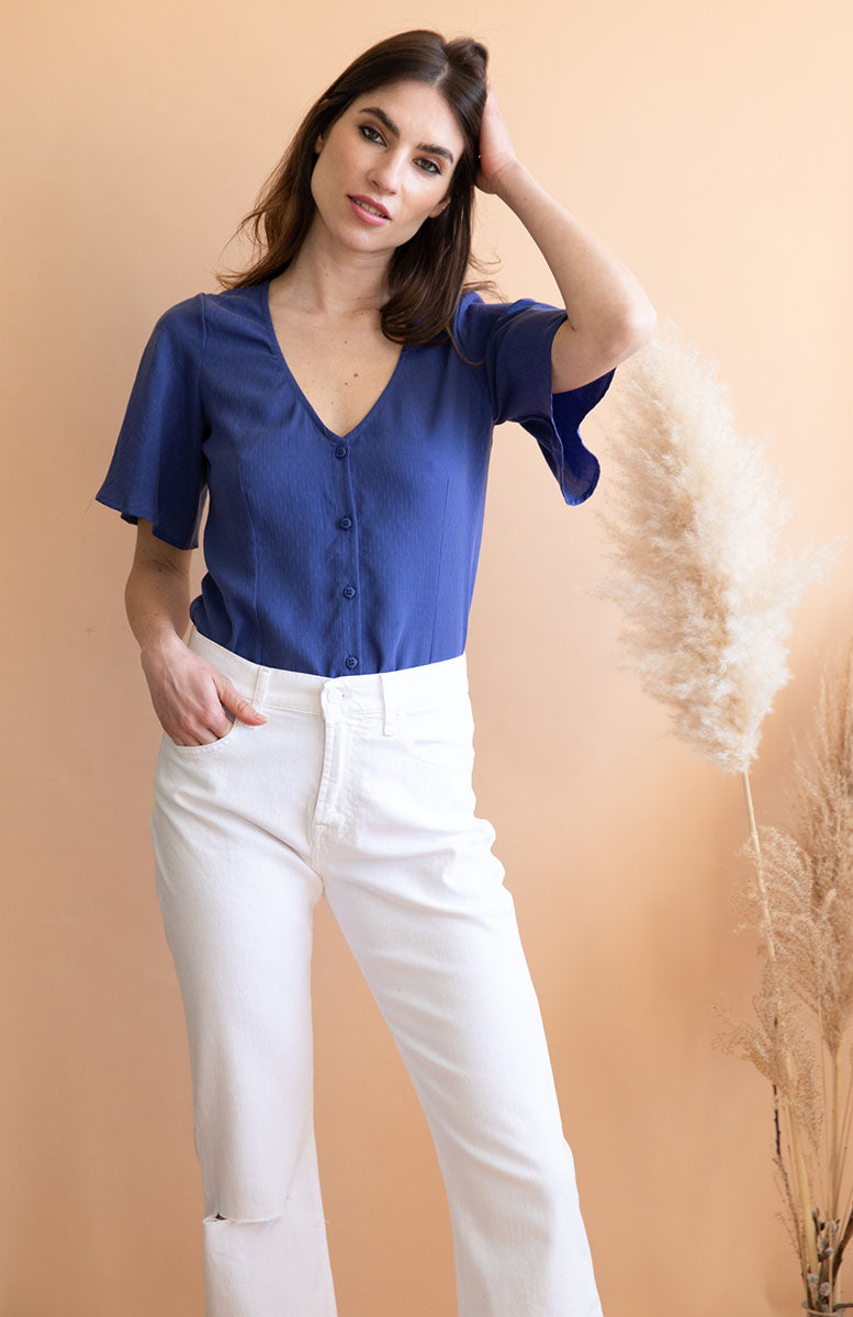 Blouse Lys Réversible Bleue Roi