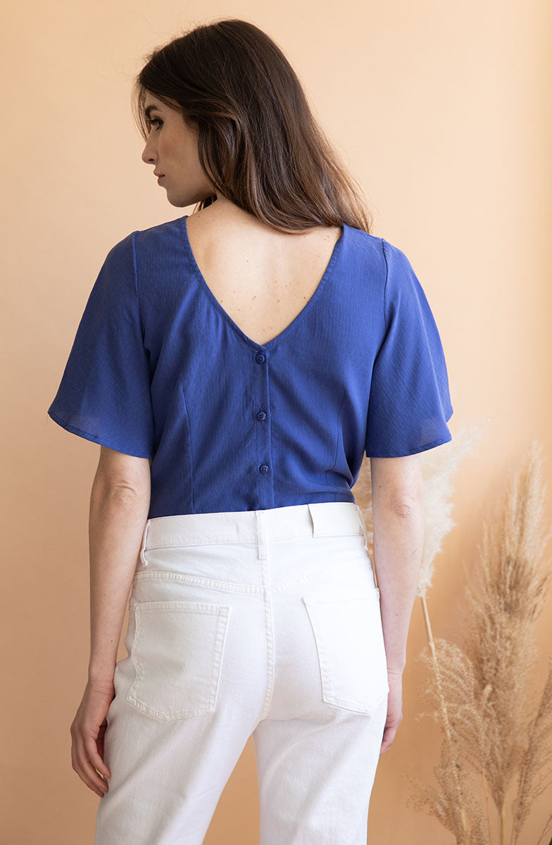 Blouse Lys Réversible Bleue Roi