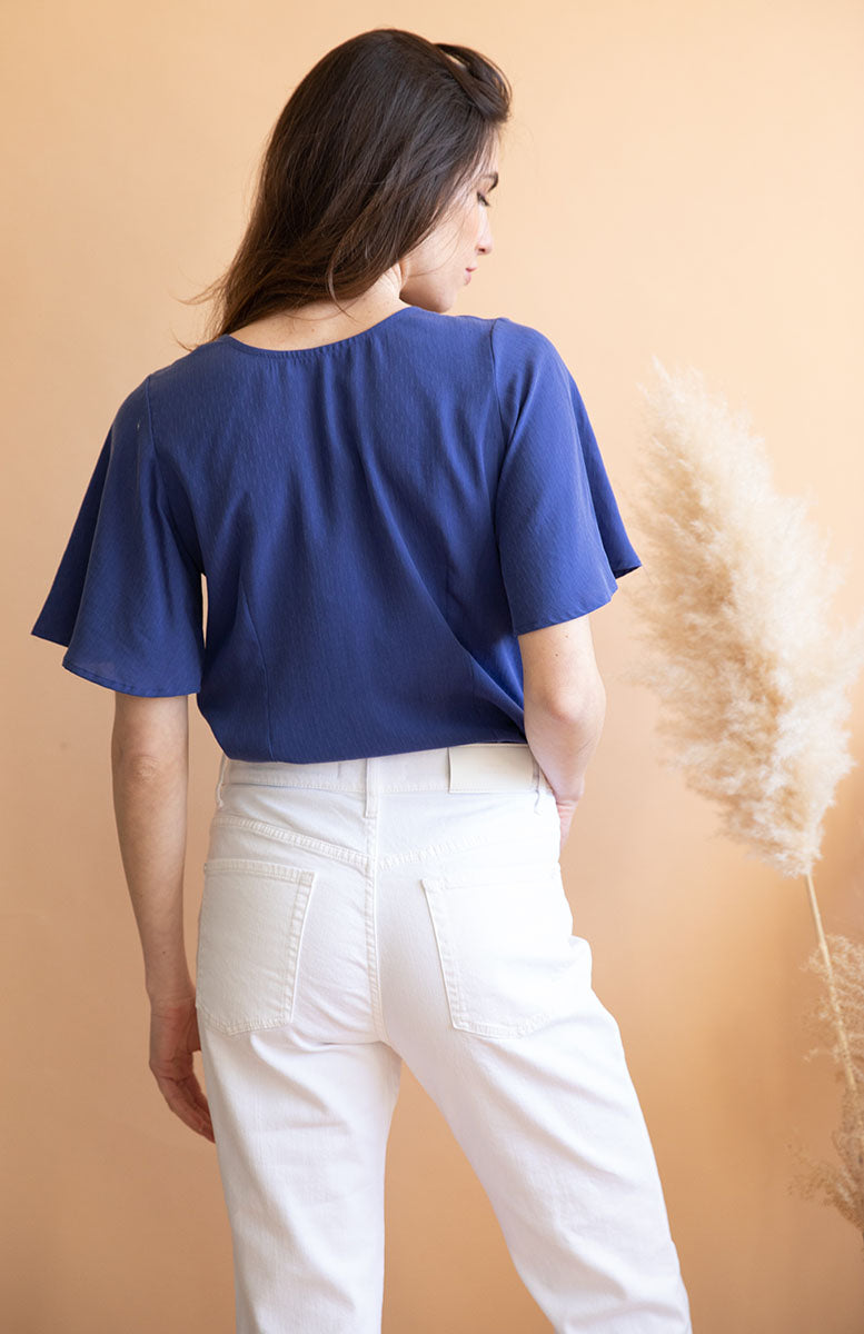 Blouse Lys Réversible Bleue Roi