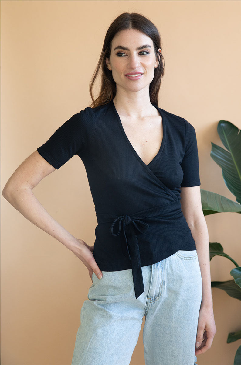 Cache-coeur Olivier Noir en Tencel