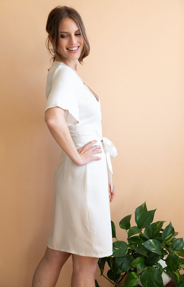 Robe Portefeuille Avena Ecrue en Tencel