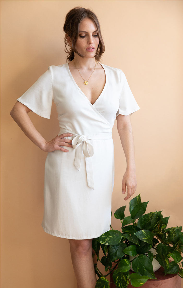 Robe Portefeuille Avena Ecrue en Tencel 