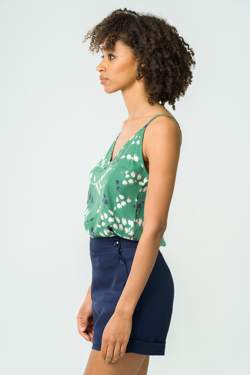 Caraco en Tencel Adénia Vert Imprimé