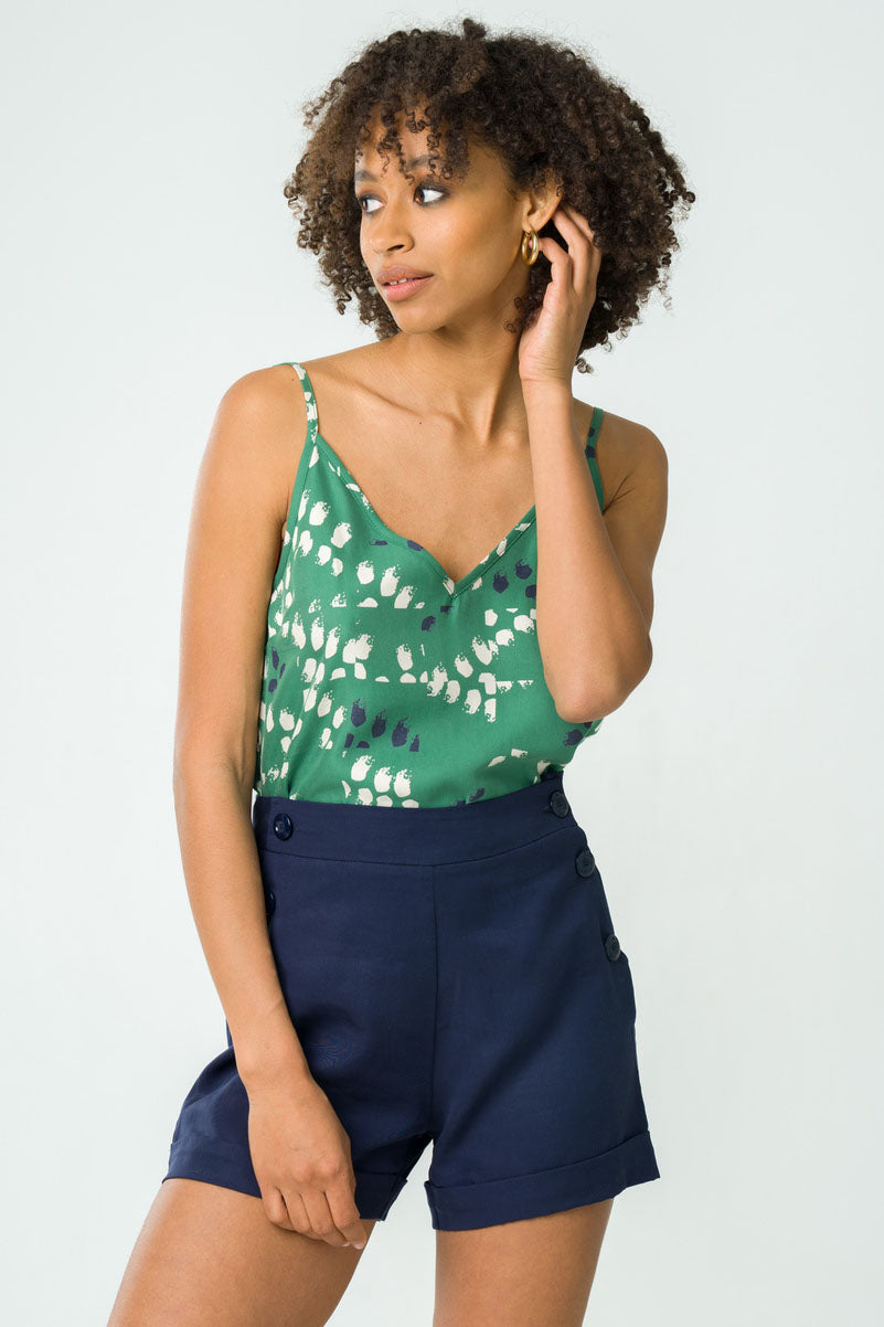 Caraco en Tencel Adénia Vert Imprimé