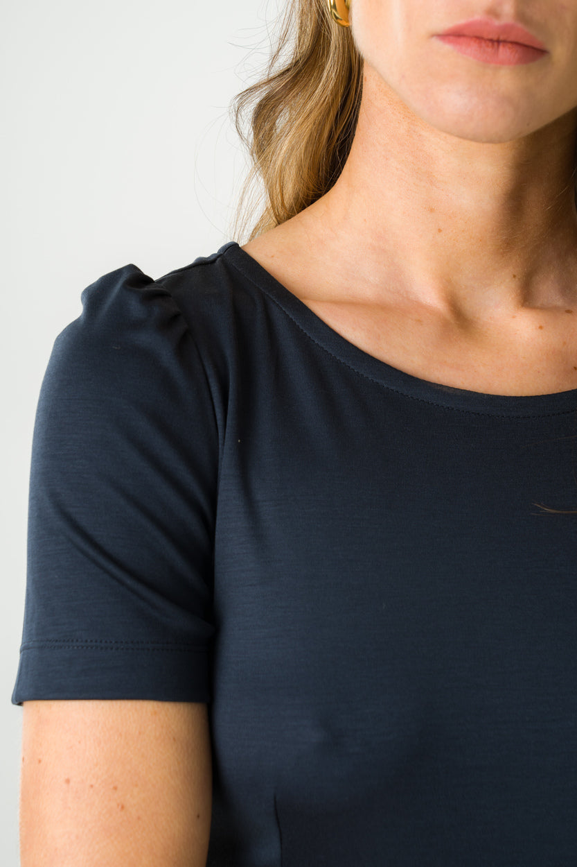 Robe mi-longue en Tencel Victoria marine
