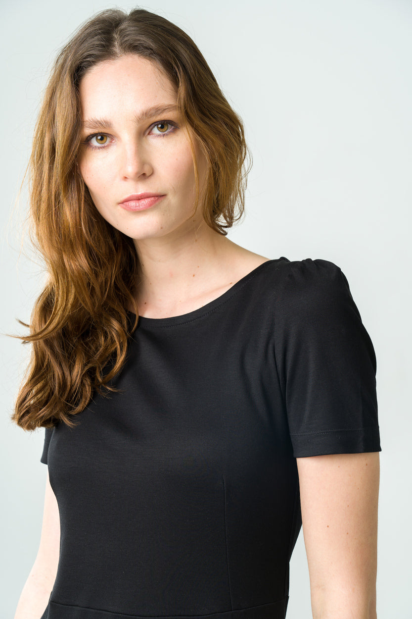 Robe mi-longue en Tencel Victoria noire