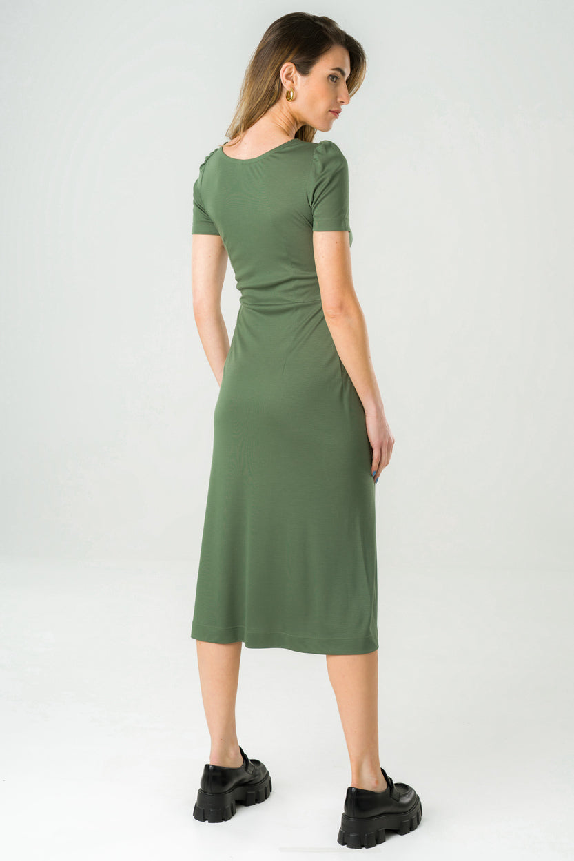 Robe mi-longue en Tencel vert bronze