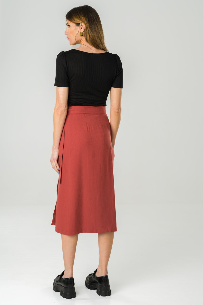 Jupe midi en tencel Azurite brique