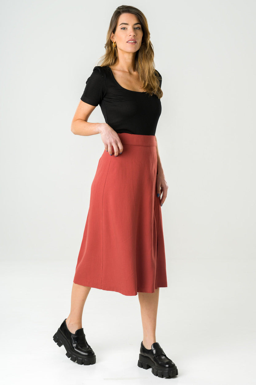 Jupe midi en tencel Azurite brique