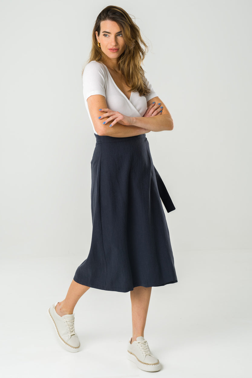 Jupe midi en tencel Azurite marine 