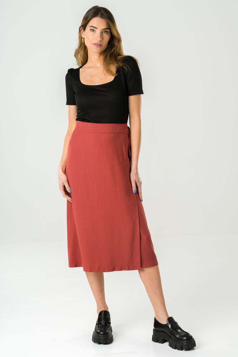 Jupe midi en tencel Azurite brique