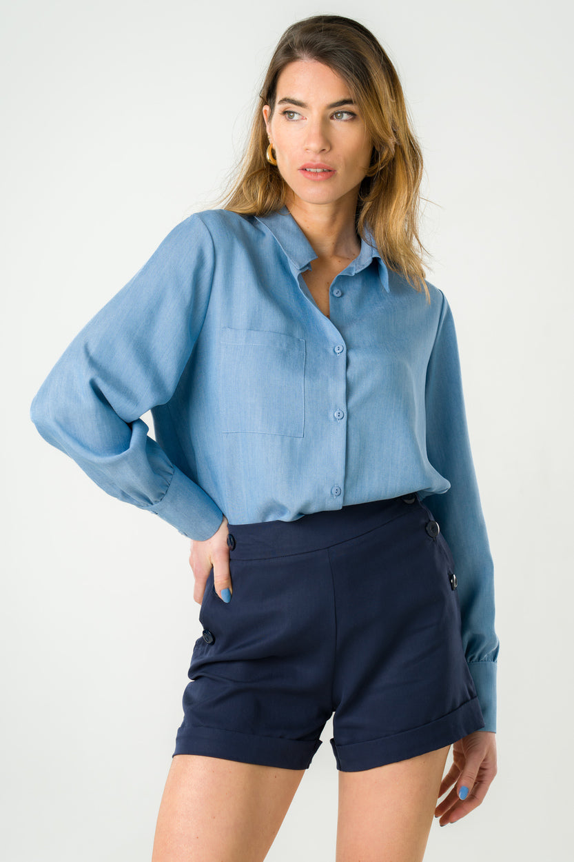 Chemisier bleu jeans en tencel Kauri 