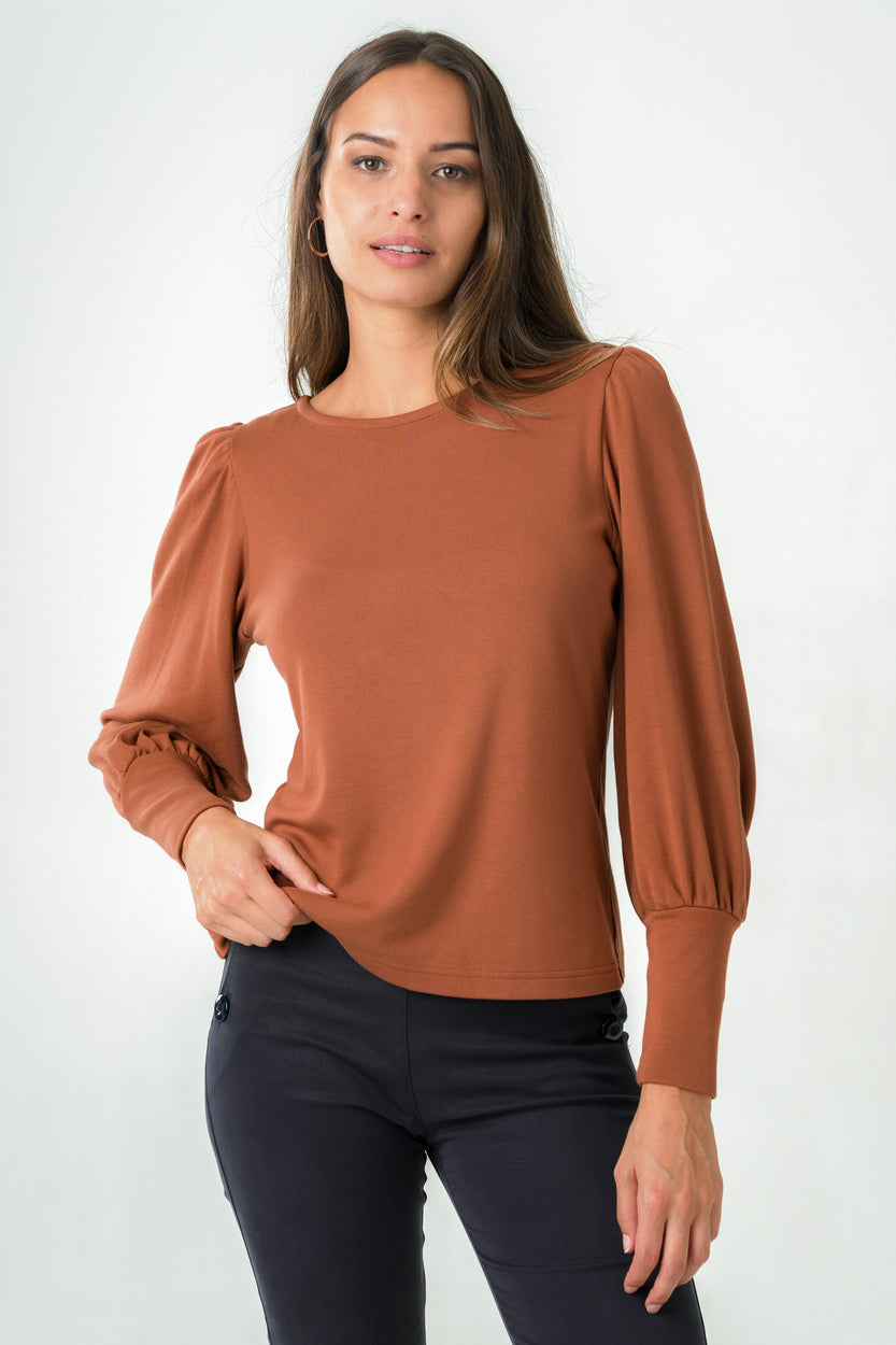 Top manches bouffantes Freesia Ocre