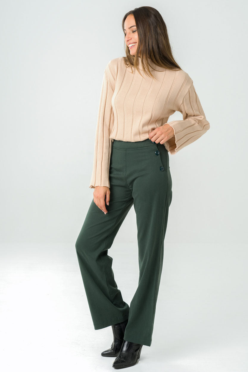 Pantalon femme taille haute Tamier vert