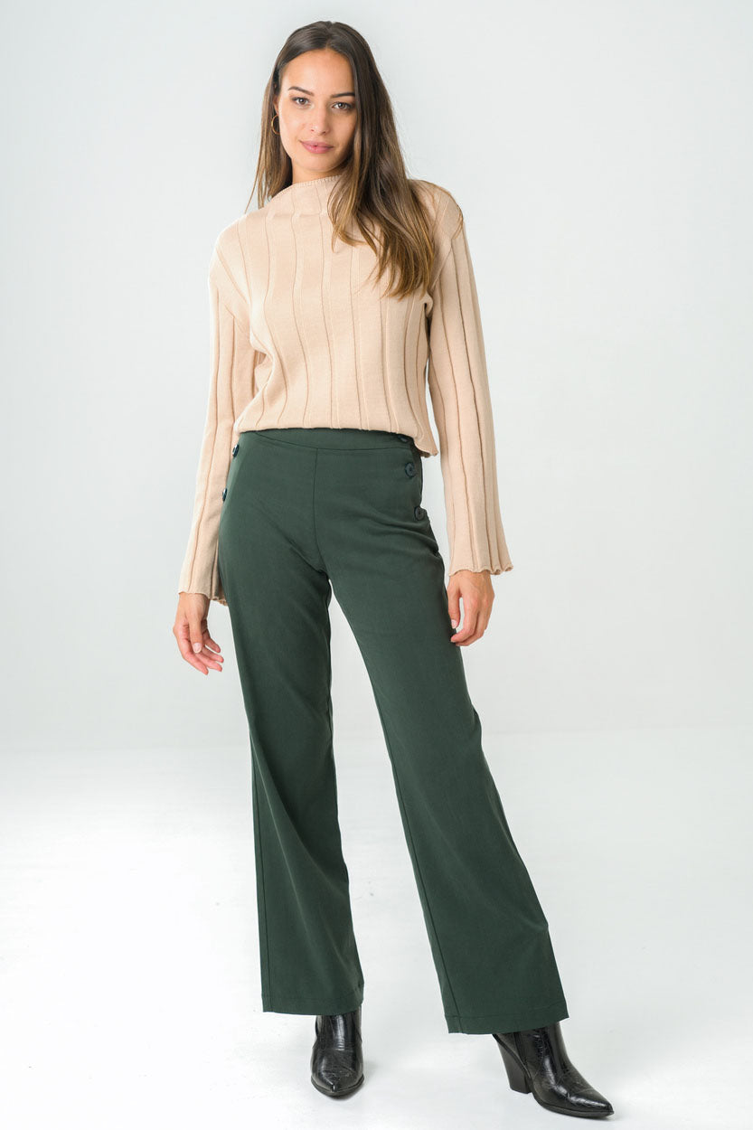 Pantalon femme taille haute Tamier vert