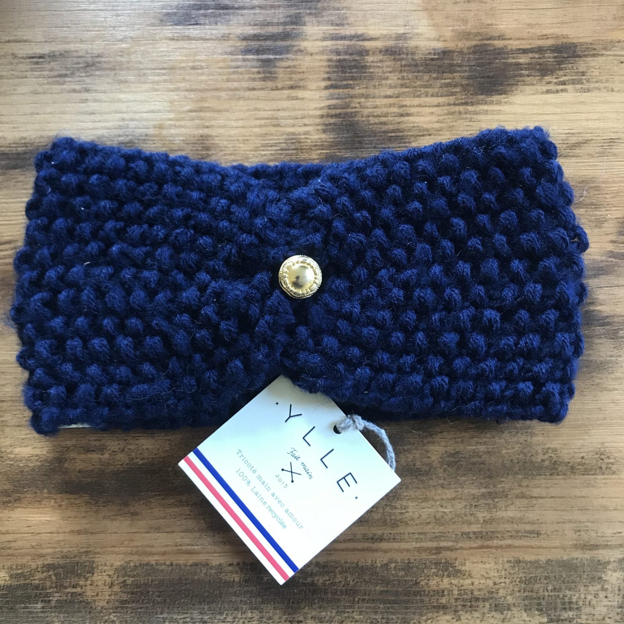 Bandeau en laine femme bleu marine