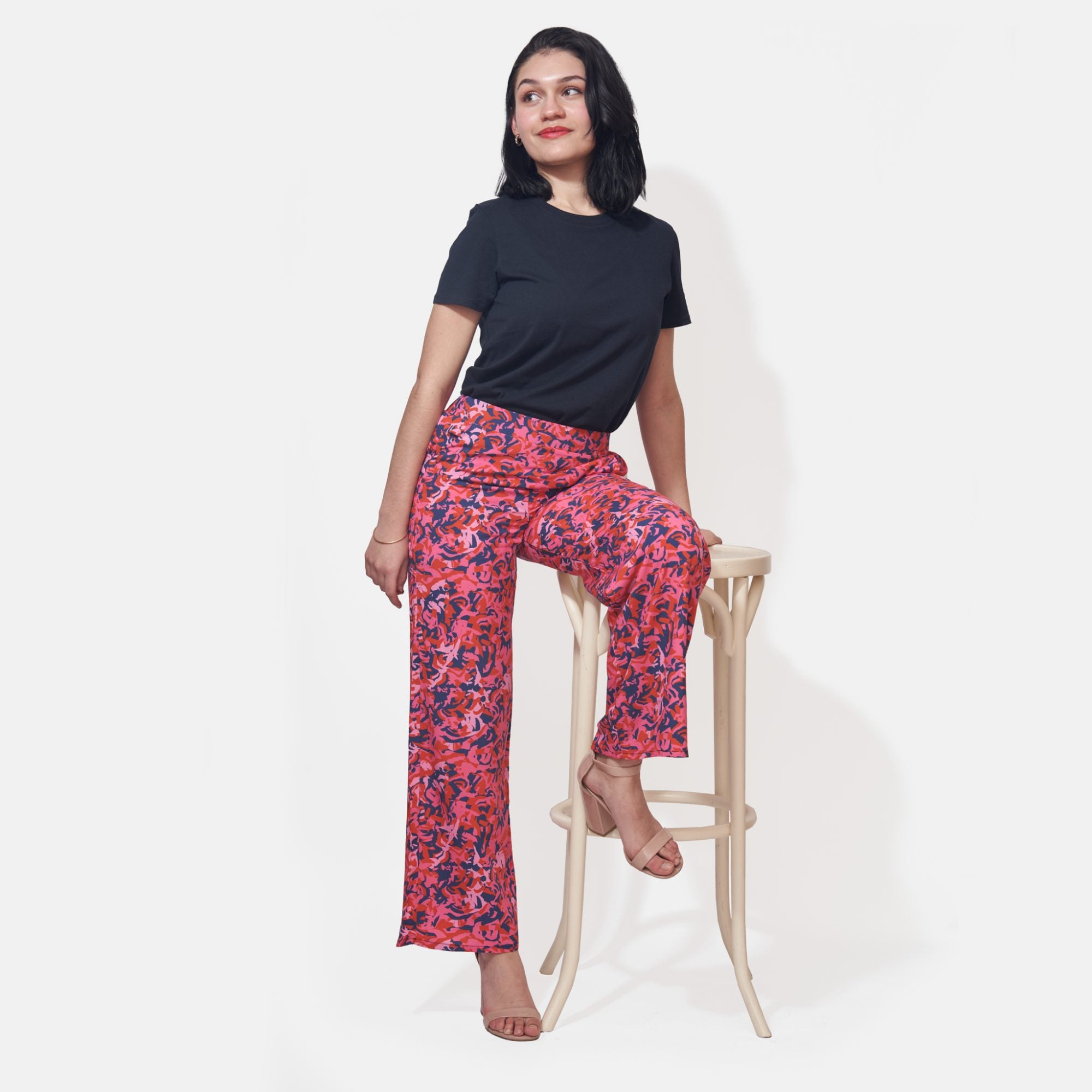 Pantalon fluide en viscose upcylée Rose