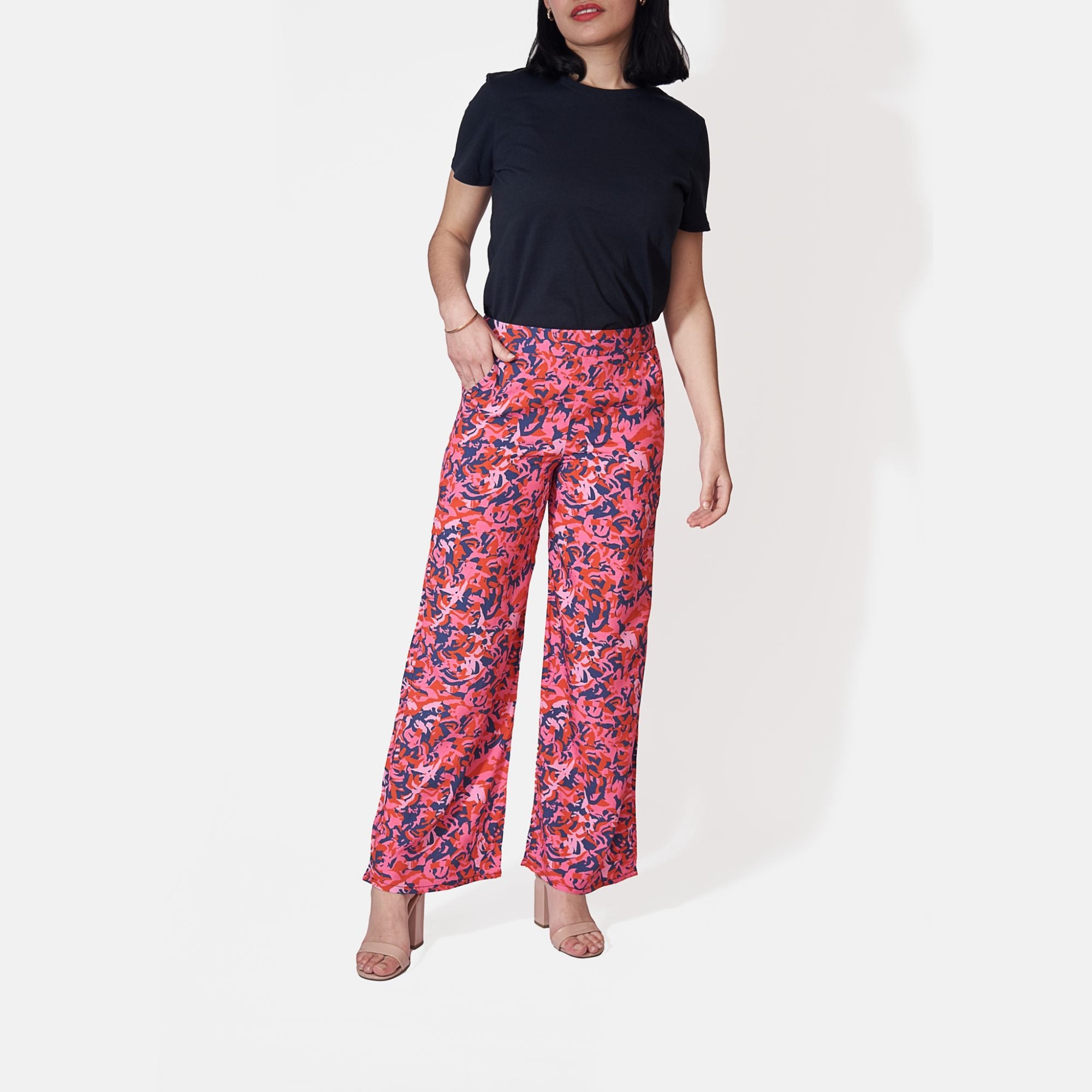 Pantalon fluide en viscose upcylée Rose