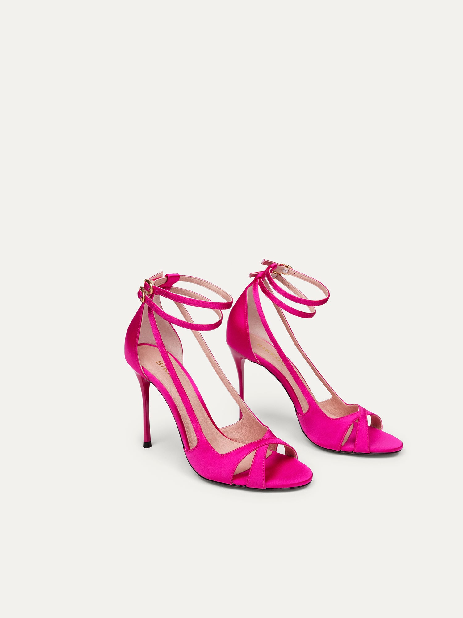 Sandales vegan à talon haut fuchsia