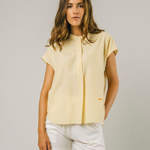 Blouse en tencel col mao Ana