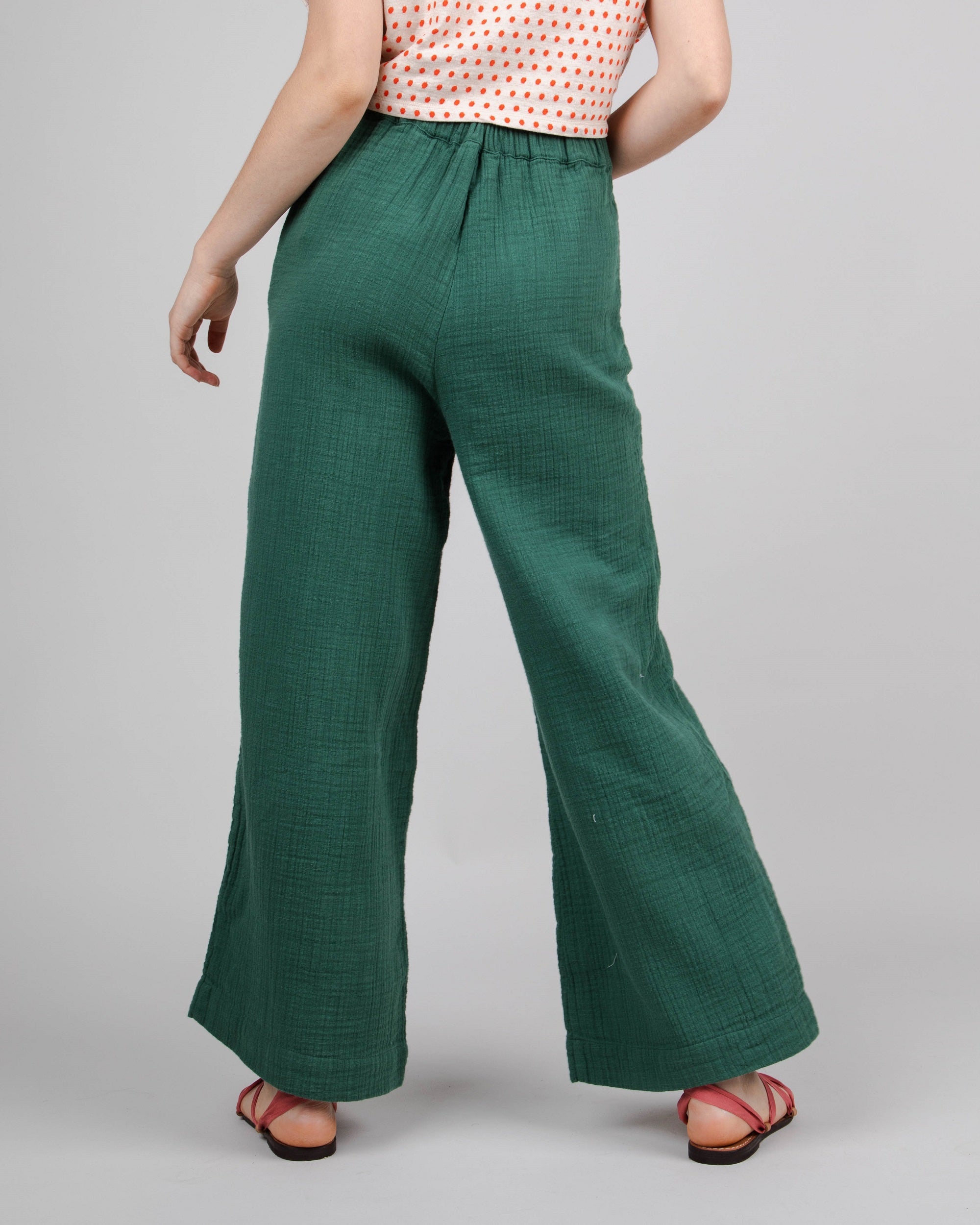 Pantalon ample pour femme vert en coton bio