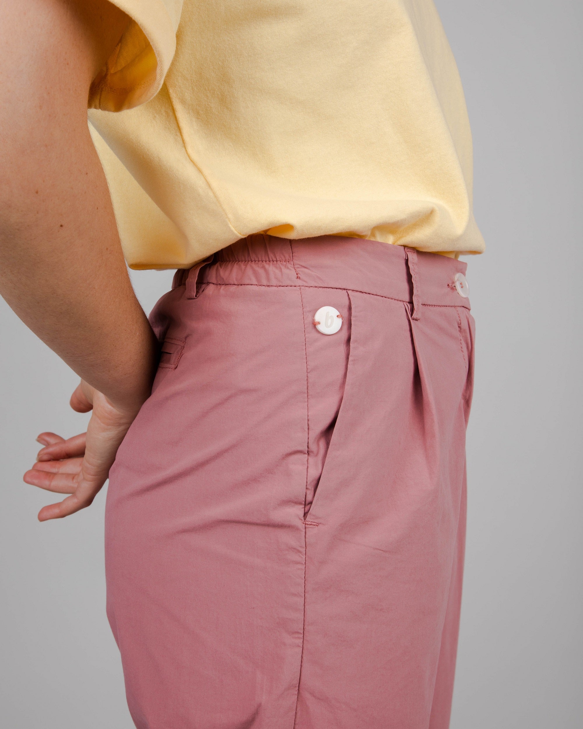 Chino femme 7/8ème vieux rose en coton bio