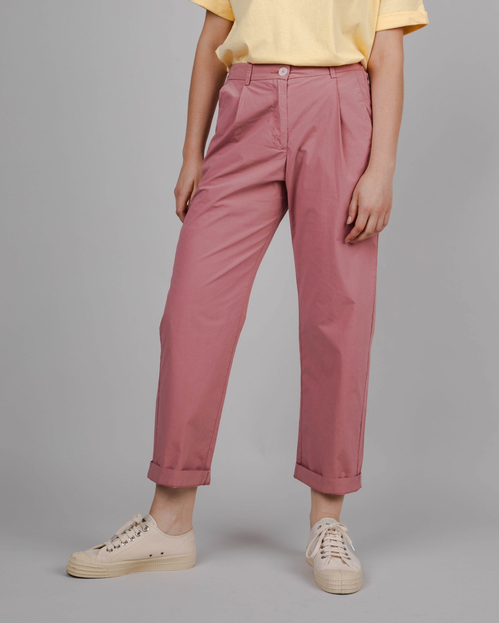 Chino femme 7/8ème vieux rose en coton bio
