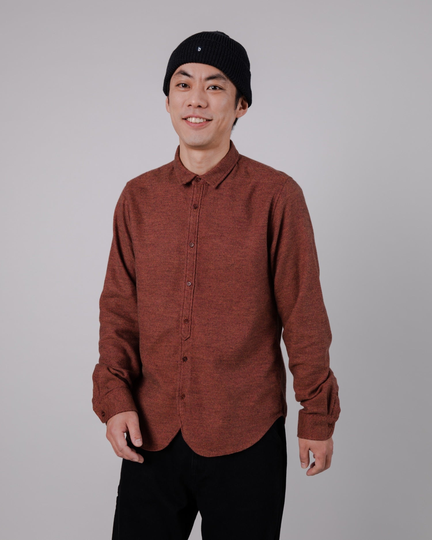 Chemise casual en flanelle orange chiné