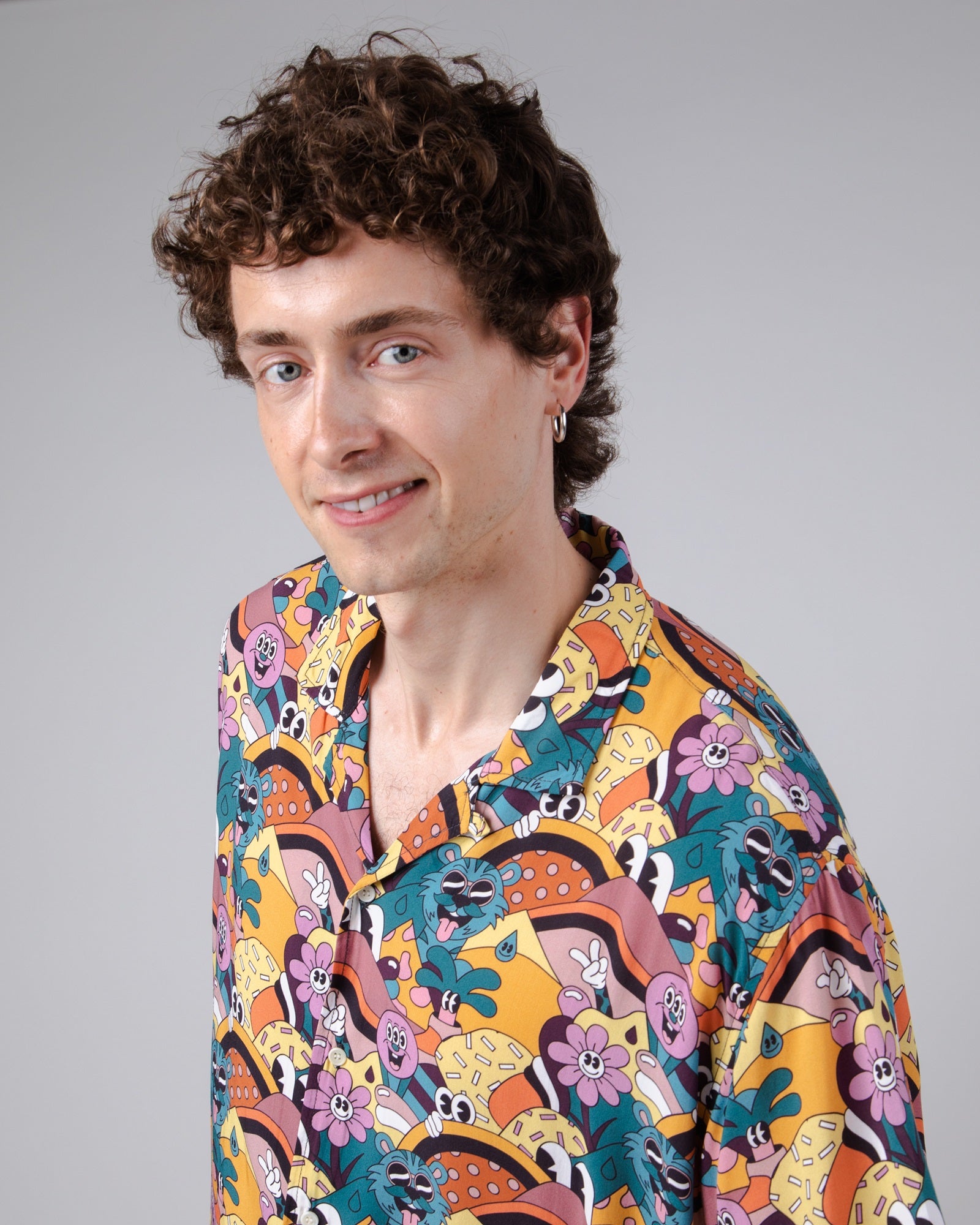 Men summer shirt Aloha Yellow