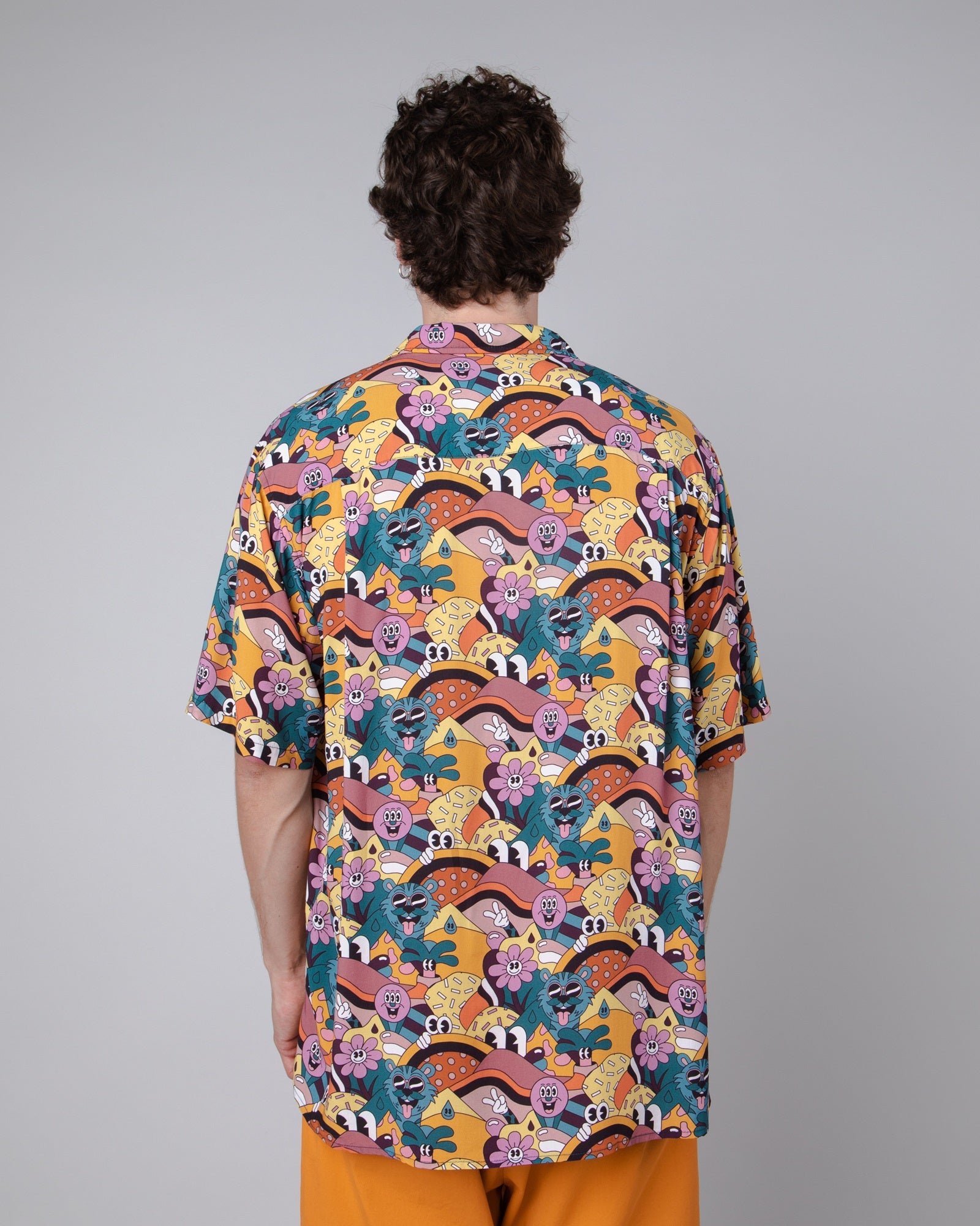 Men summer shirt Aloha Yellow