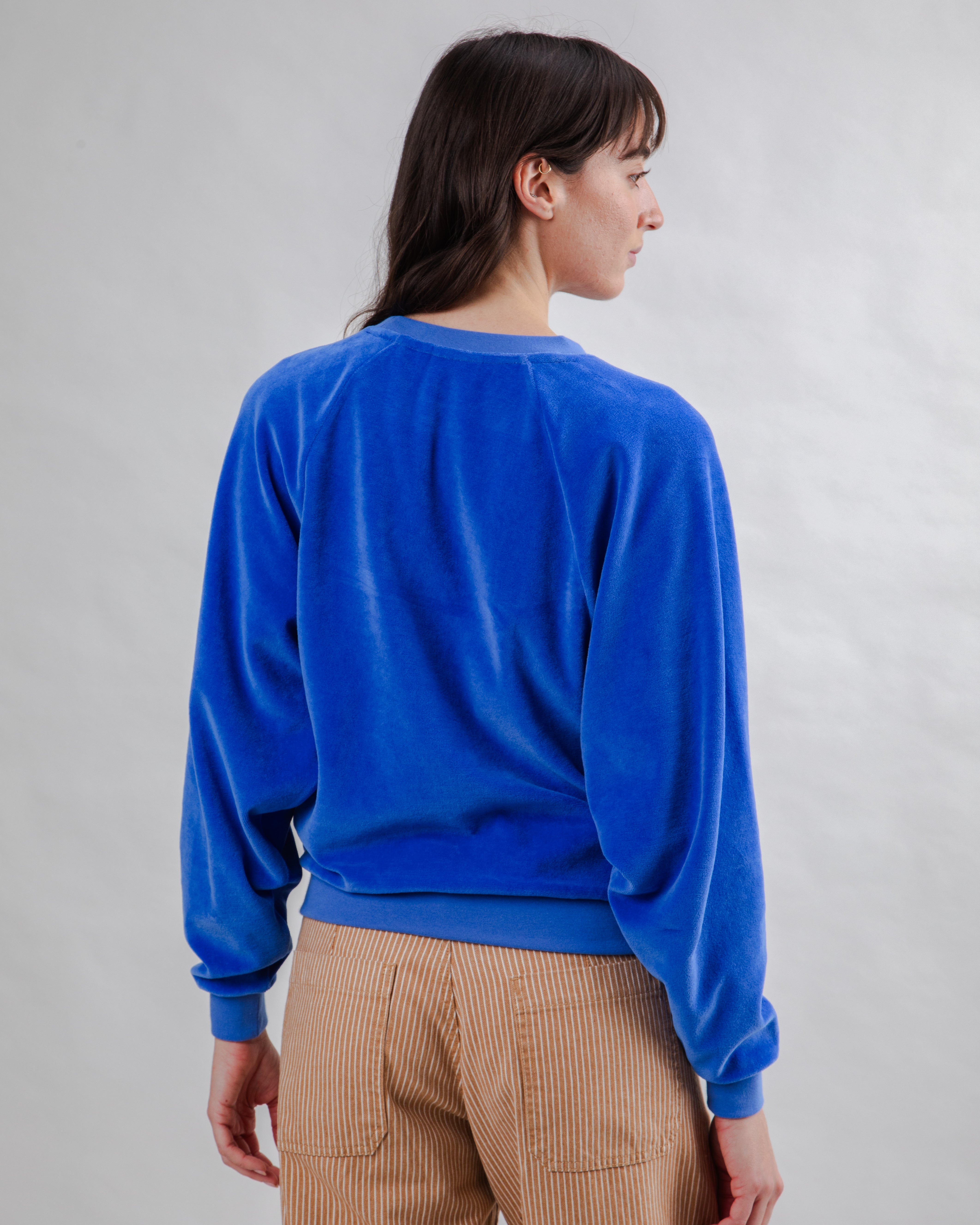 Blau Samt-Sweatshirt