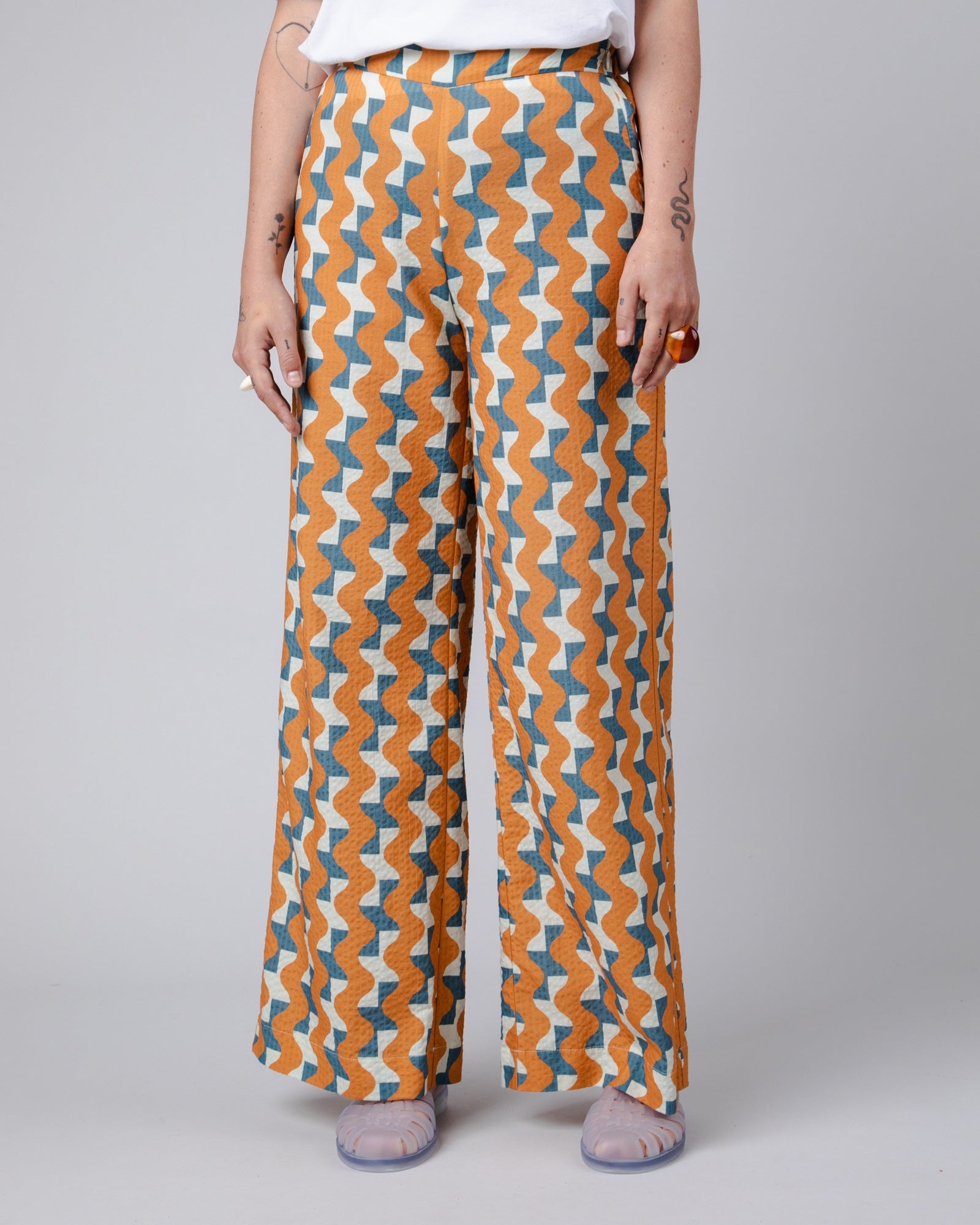 Pantalon ample femme Big Tiles Ocre