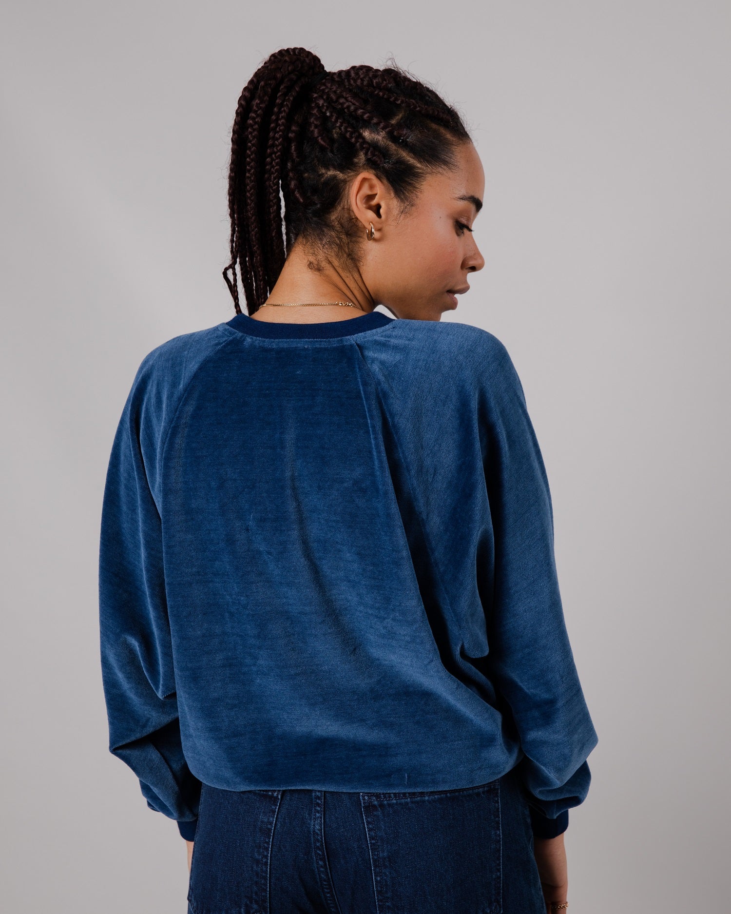 Sweat en velours de coton bio bleu électrique