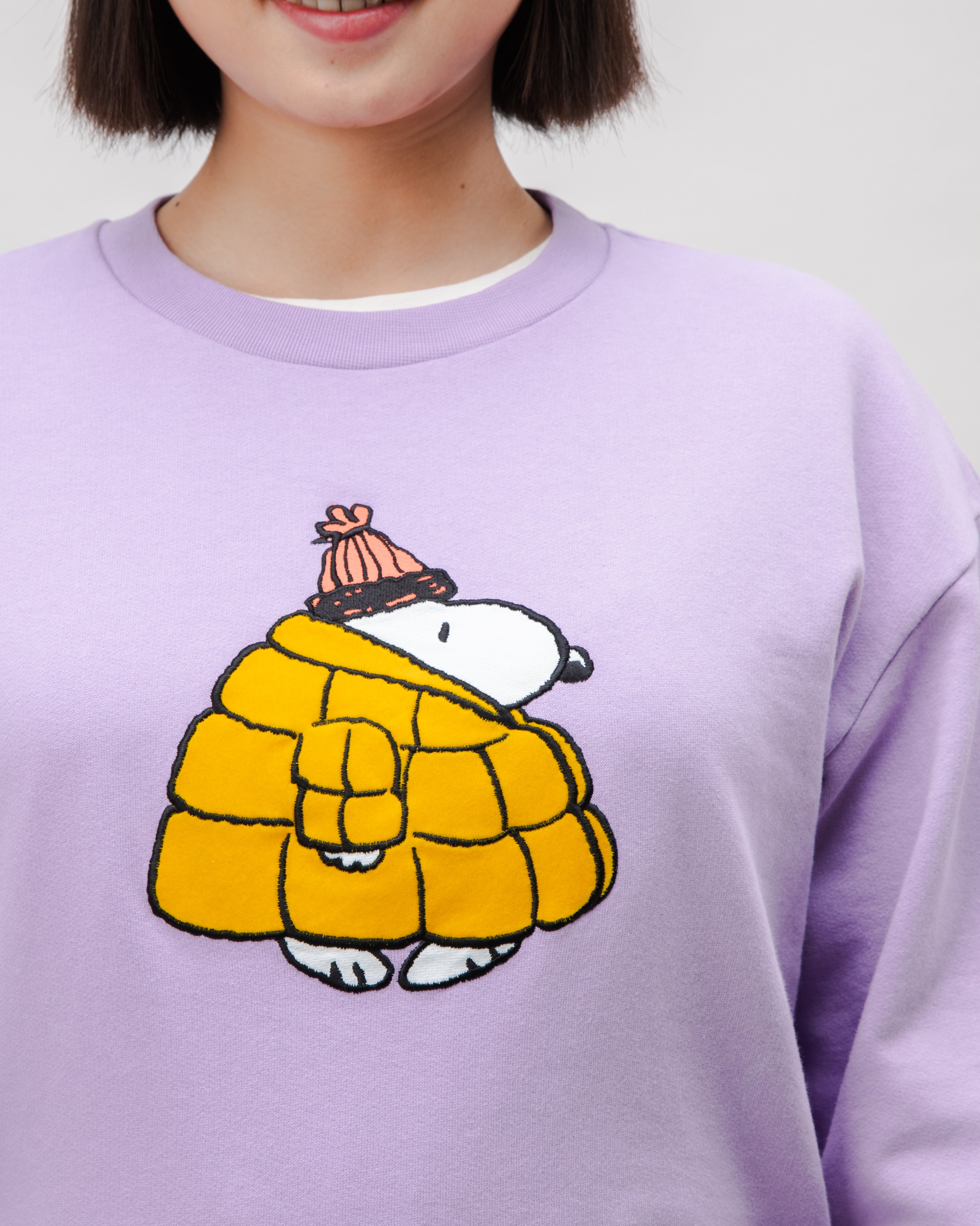 Damen Sweatshirt Peanuts Snow Lavander