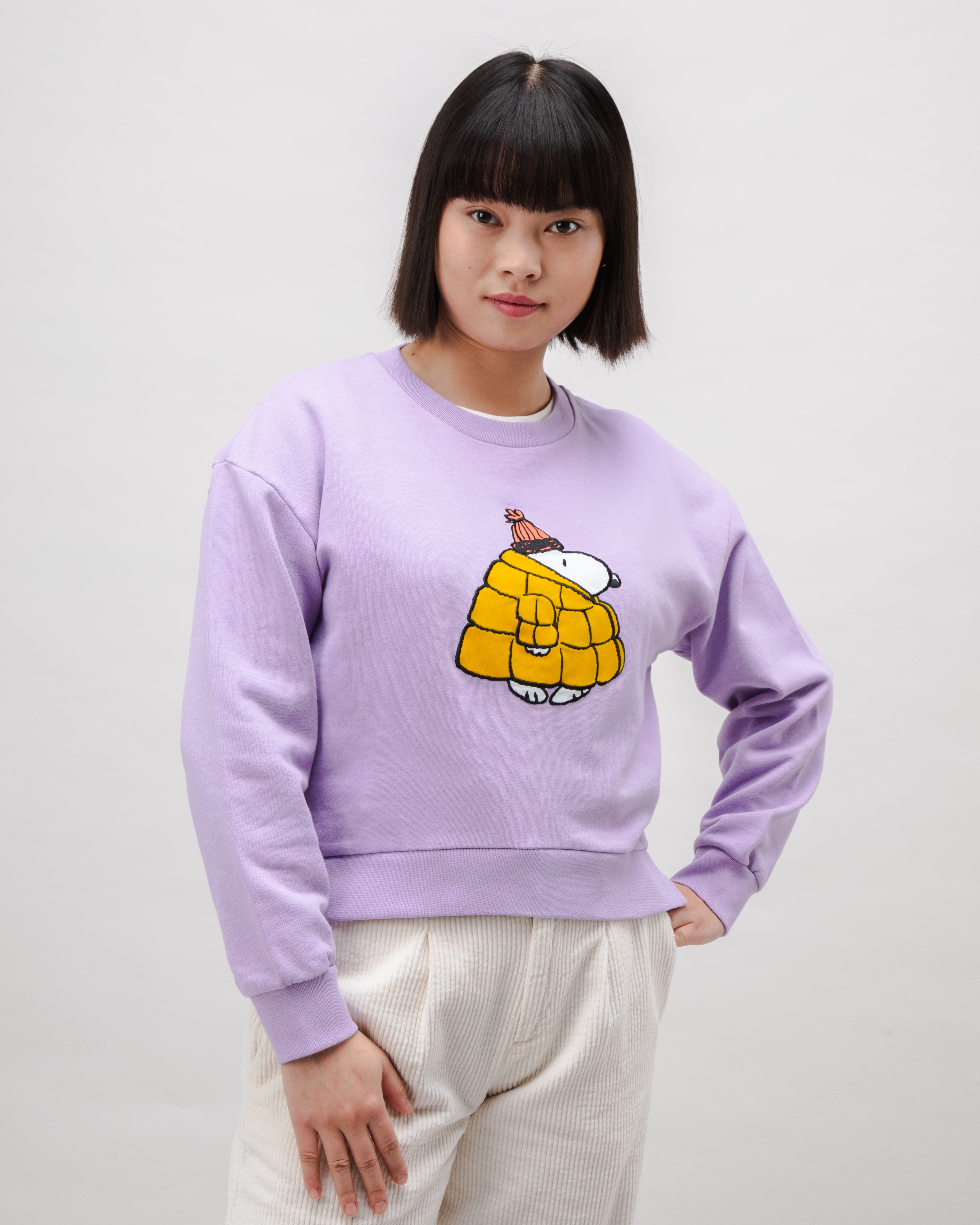 Damen Sweatshirt Peanuts Snow Lavander