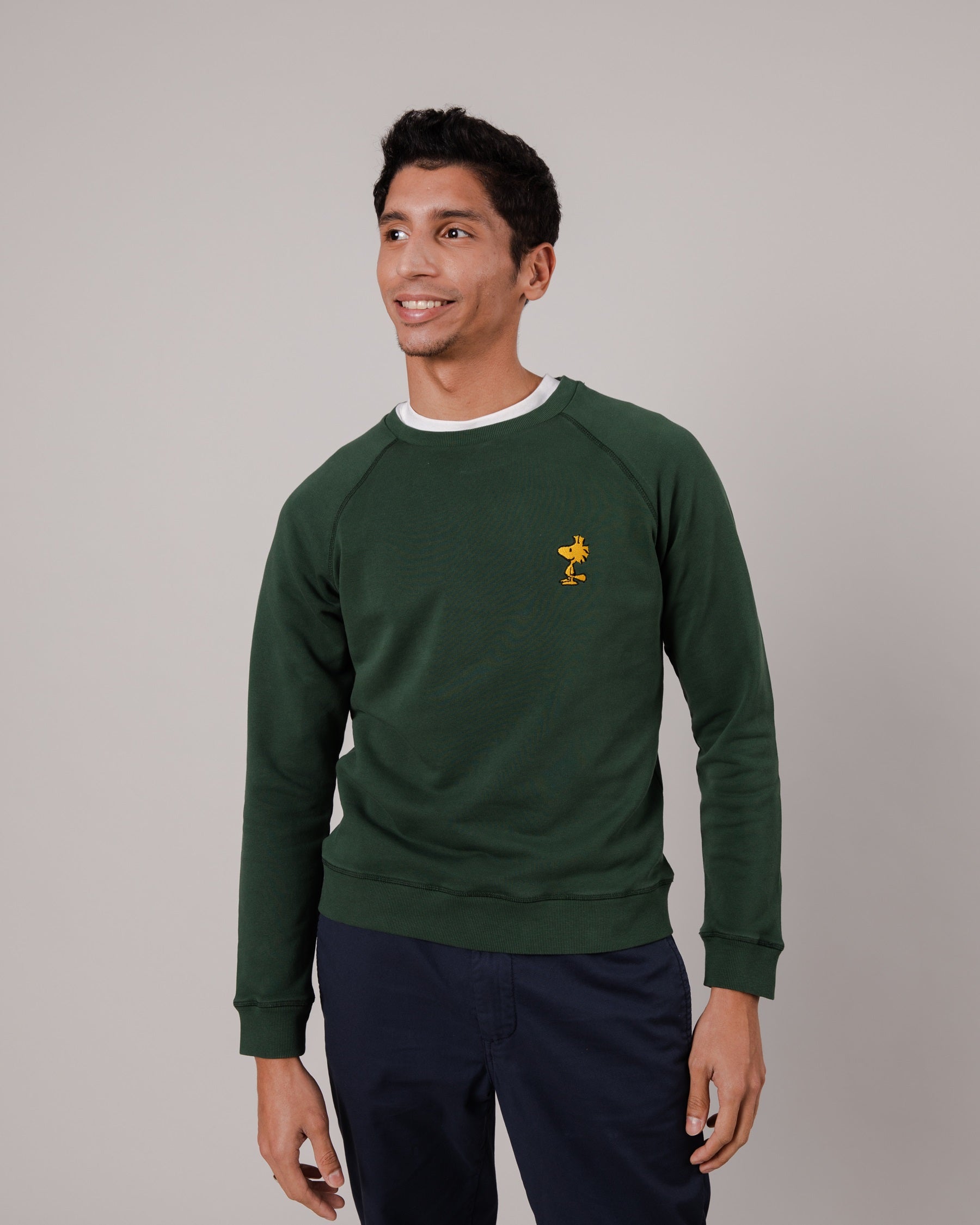 Sweatshirt homme vert Peanuts 100% coton