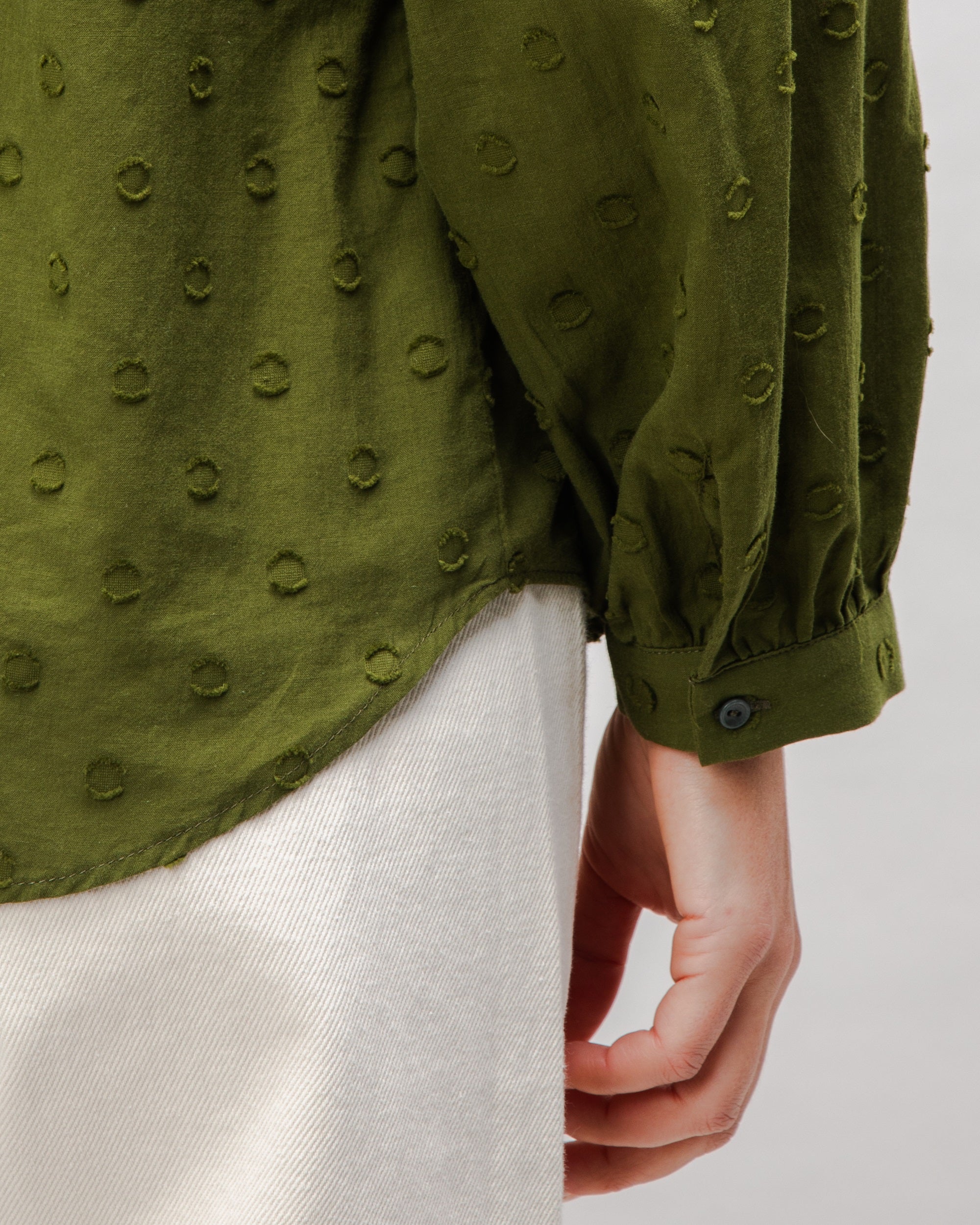 Green polka dot Boho Blouse