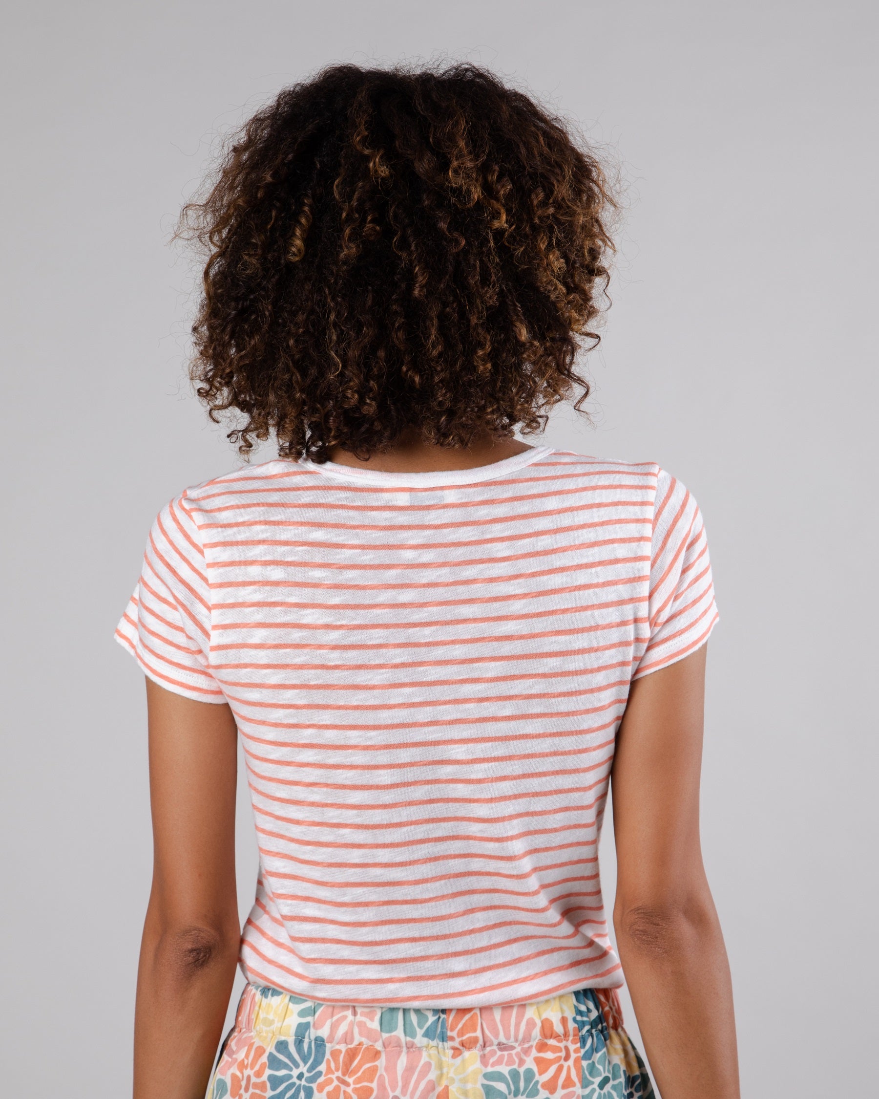 T-Shirt Femme Slim Fit rayé orange