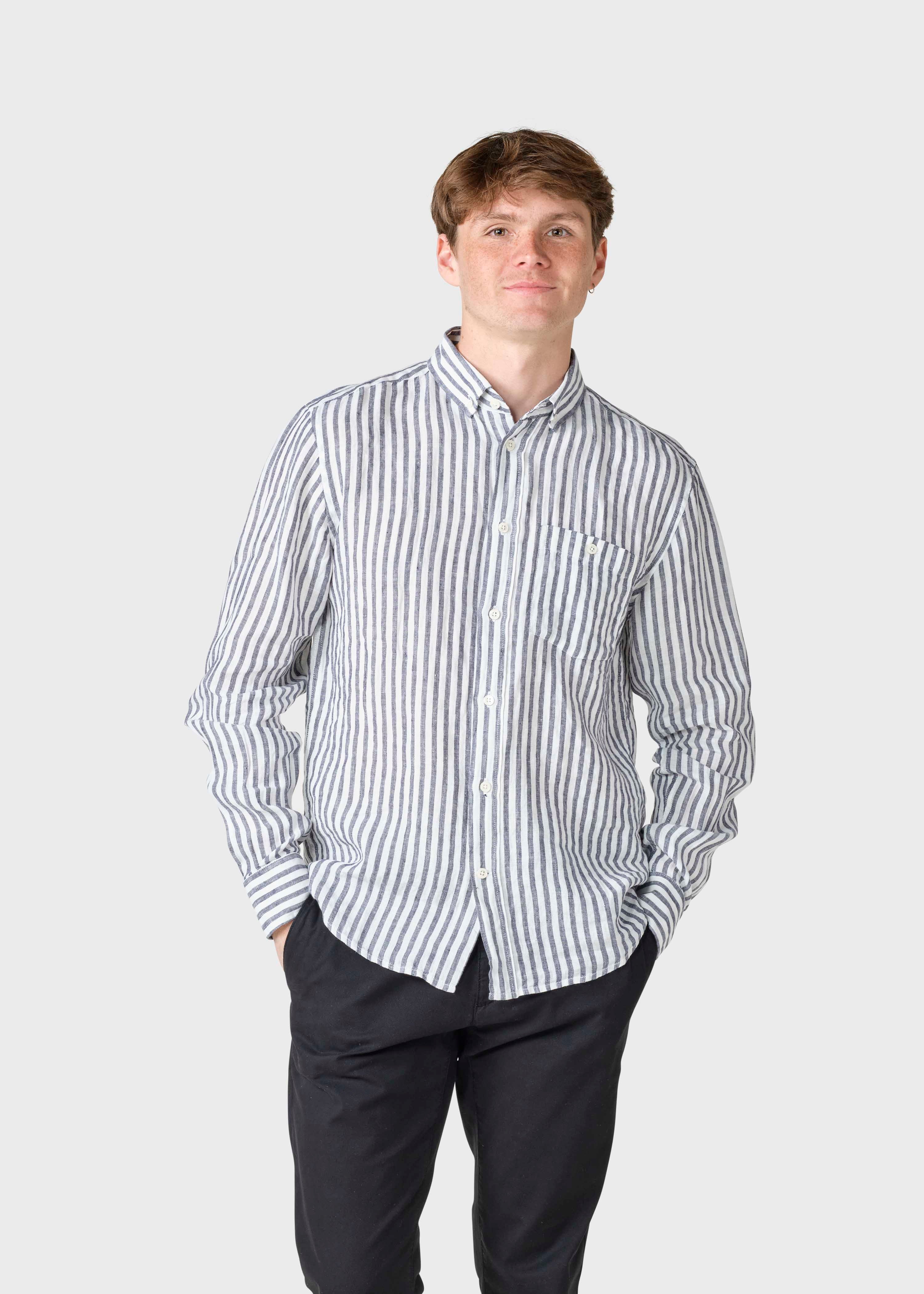 Striped Linen Shirt Dennis Navy