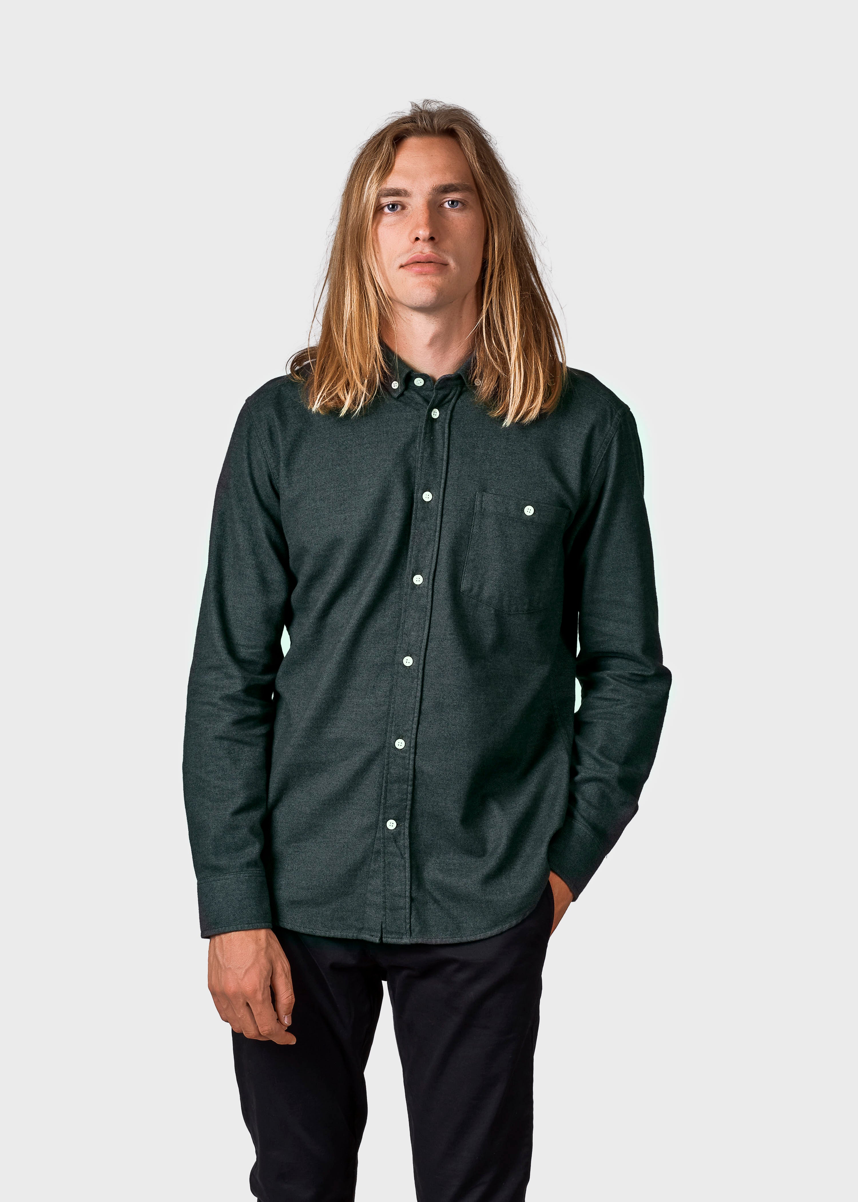 Benjamin Olive Men's Shirt In Organic Cotton
